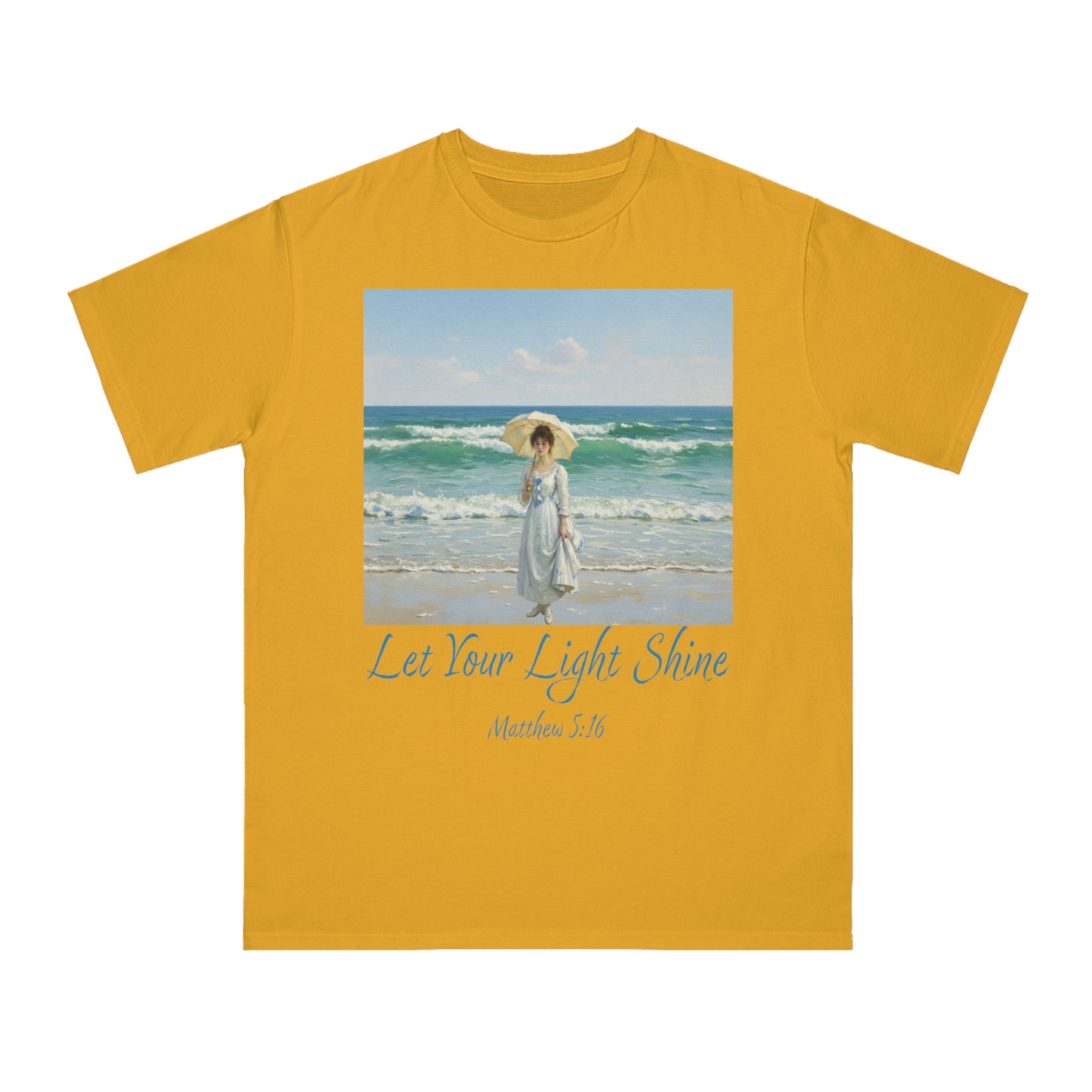 Organic Unisex Classic T-Shirt - Inspirational Beach Art, Let Your Light Shine Design-Figure with a Parasol- Monet Style, Perfect Gift for Ocean Lovers, Casual Wear, [...]