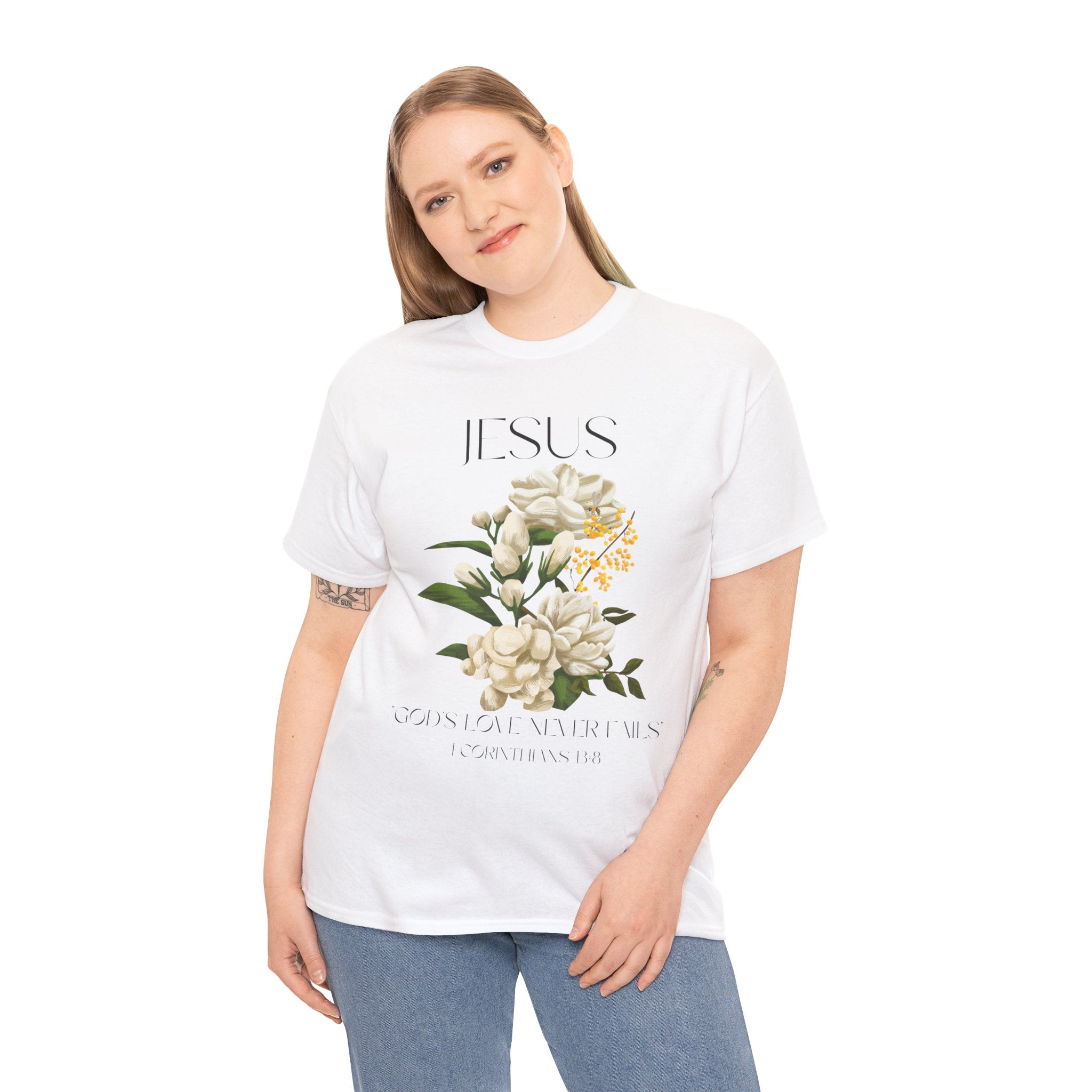 Jesus- God's love never fails-Unisex Heavy Cotton Tee