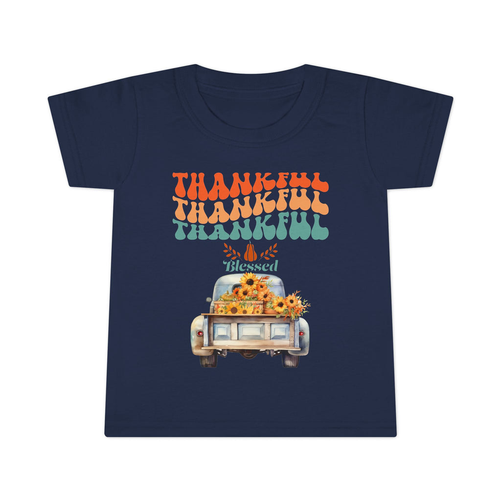 Toddler T-Shirt - Thankful Vintage Car Design, Cute Autumn Apparel, Fall Celebration Shirt, Kids Gratitude Tee, Gifts for Thanksgiving