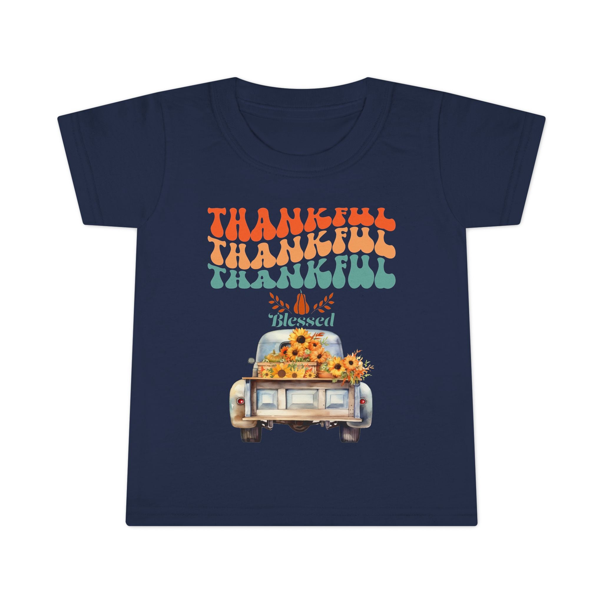 Toddler T-Shirt - Thankful Vintage Car Design, Cute Autumn Apparel, Fall Celebration Shirt, Kids Gratitude Tee, Gifts for Thanksgiving