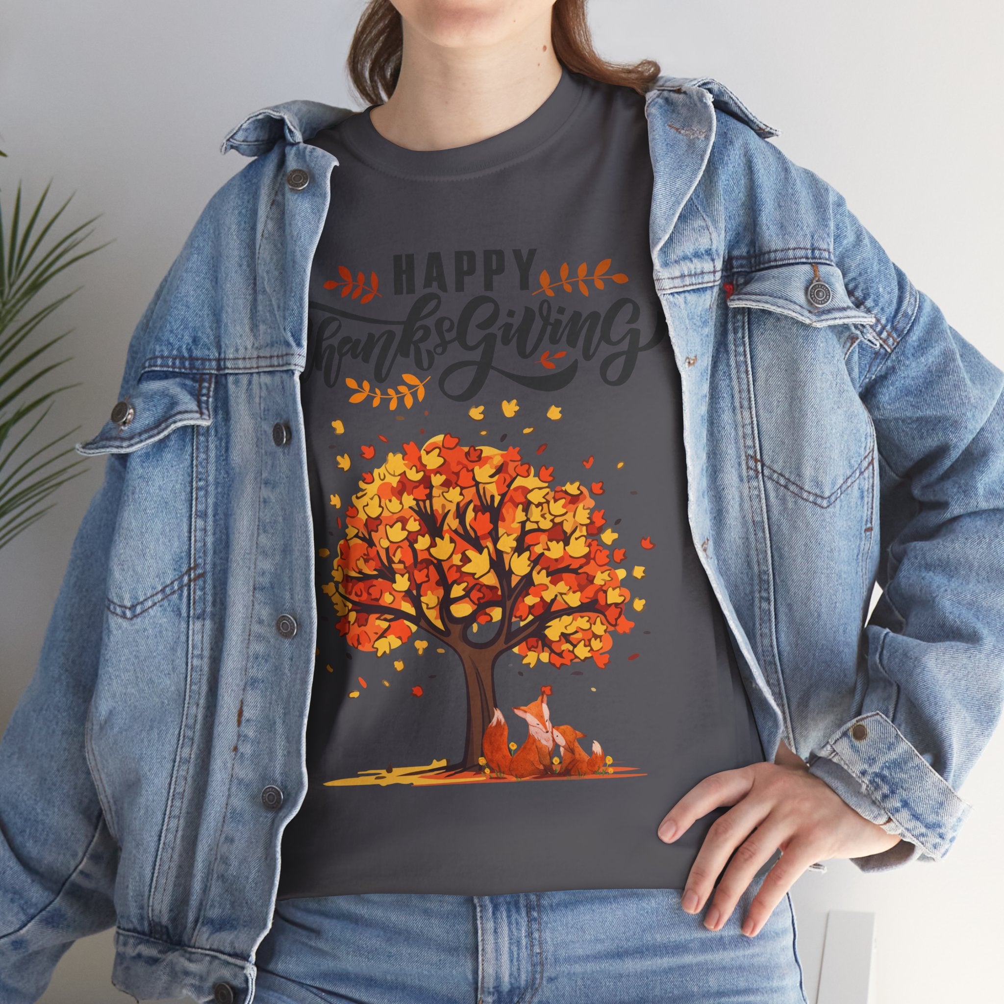 Thanksgiving Tree Tee, Fall T-Shirt, Autumn Apparel, Cozy Gift for Family, Cute Holiday Top