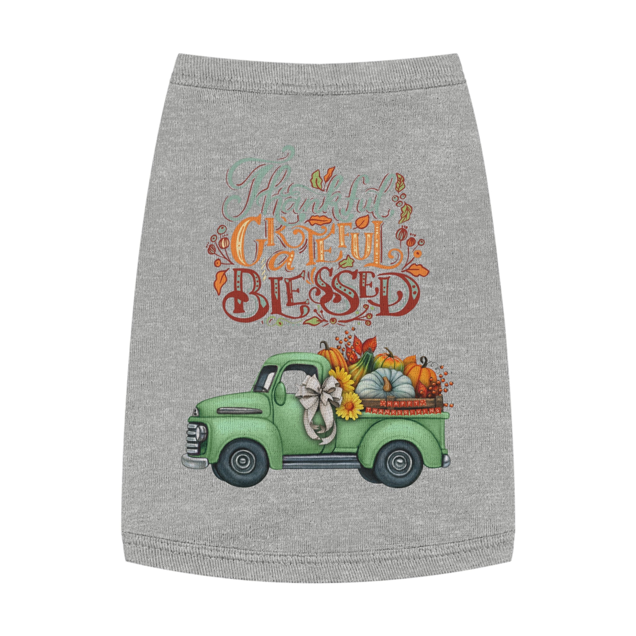 Thankful Pet Tank Top | Grateful & Blessed | Fall Dog Apparel | Cute Pet Outfit | Pumpkin Theme | Autumn Dog Clothing