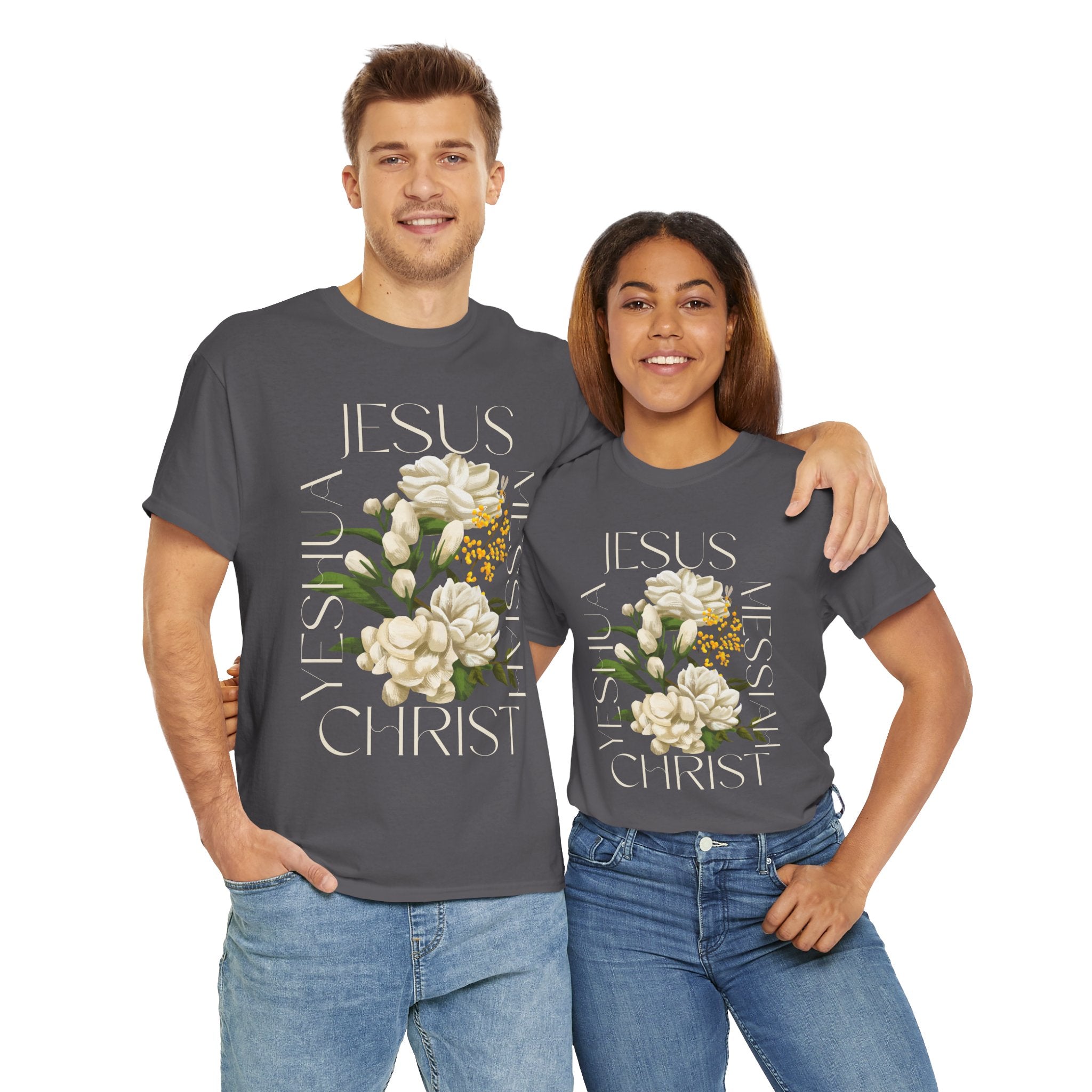 Floral Jesus Christ Tee, Spiritual T-Shirt, Inspirational Unisex Cotton Shirt, Gift for Believers, Christian Apparel