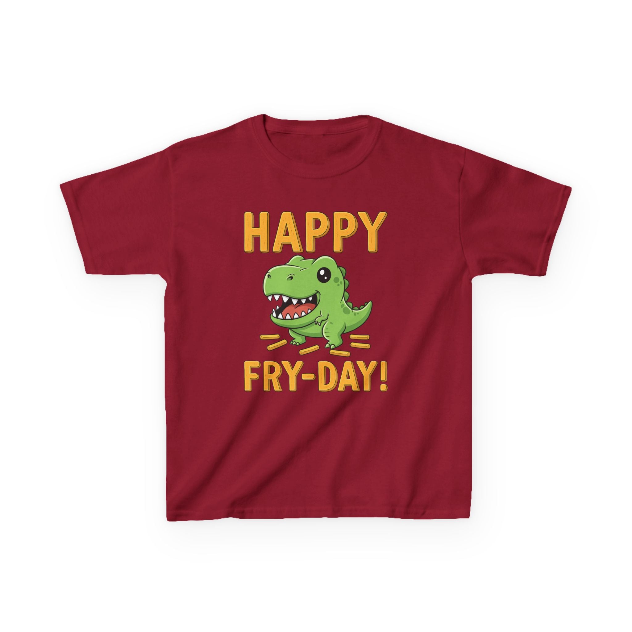 Happy Fry-Day Kids Tee, Fun Dinosaur T-Shirt, Kids Cotton Shirt, Birthday Gift, Everyday Wear, Summer Fun, Playful Tee
