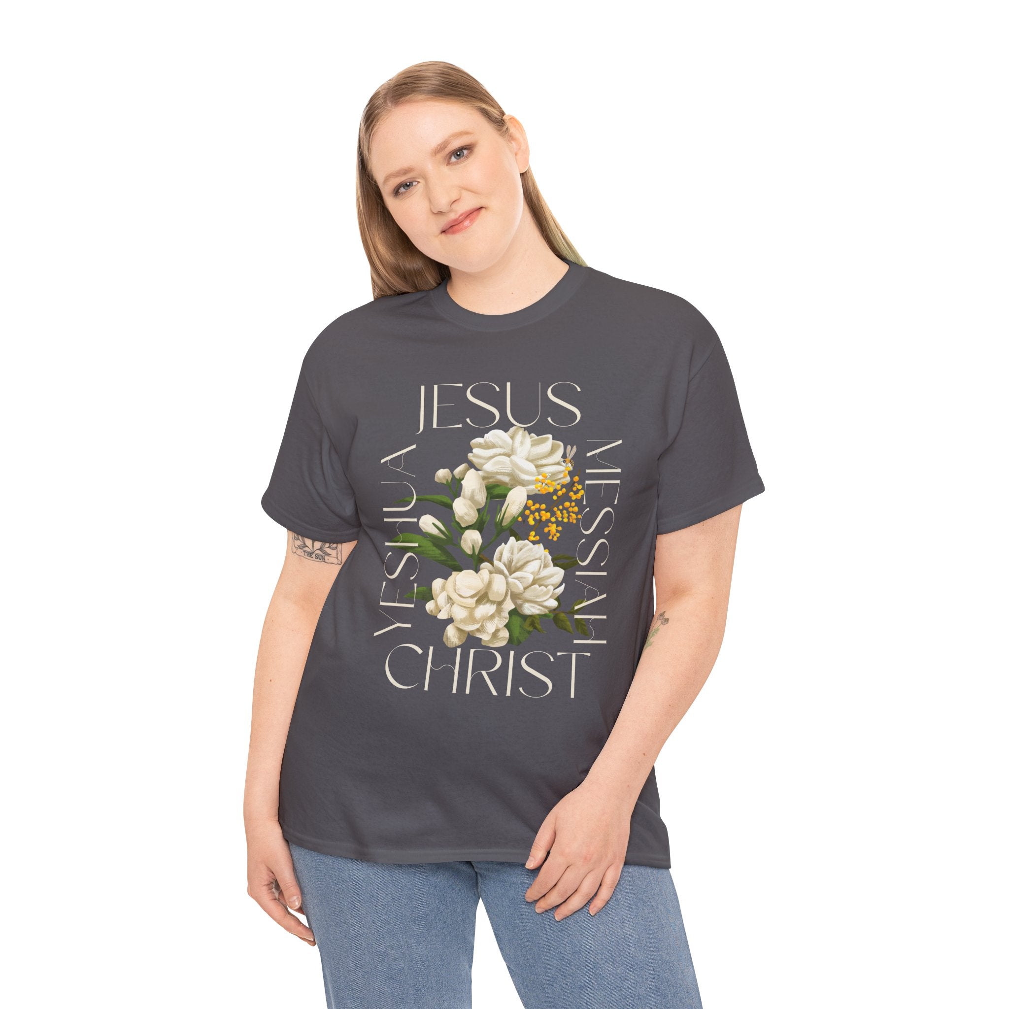Floral Jesus Christ Tee, Spiritual T-Shirt, Inspirational Unisex Cotton Shirt, Gift for Believers, Christian Apparel
