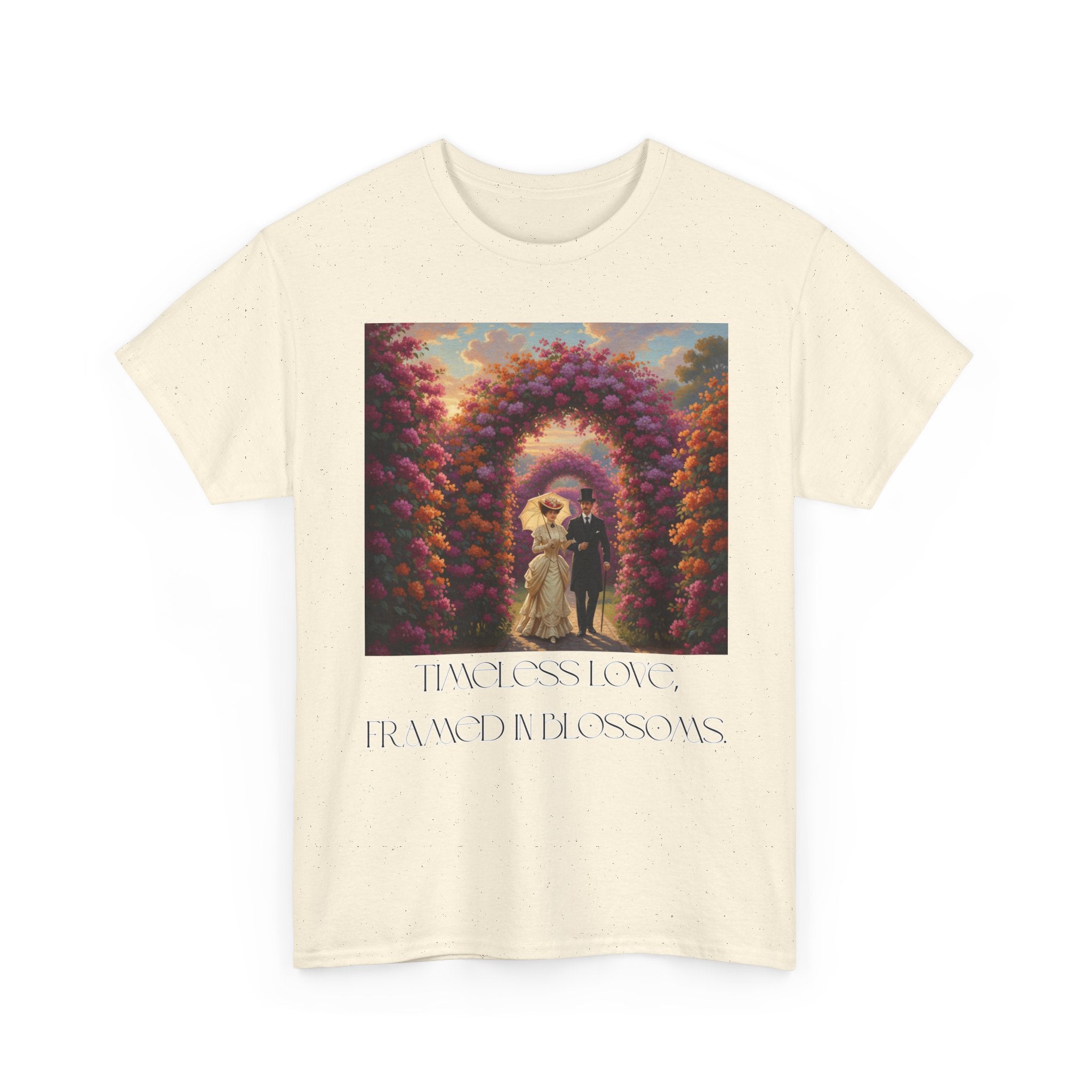 Whimsical Unisex Heavy Cotton Tee, Bohemian Vintage Shirt, Relaxed Fit Graphic Tee, Spring Flower T-Shirt, Casual Everyday Wear