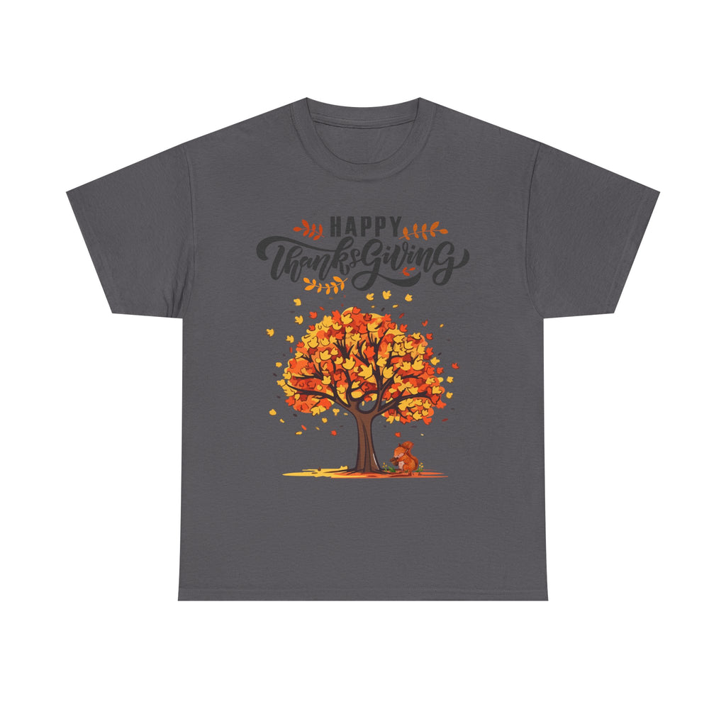 Happy Thanksgiving Tree Unisex Tee, Autumn Shirt, Holiday Apparel, Fall Fashion, Seasonal Gift