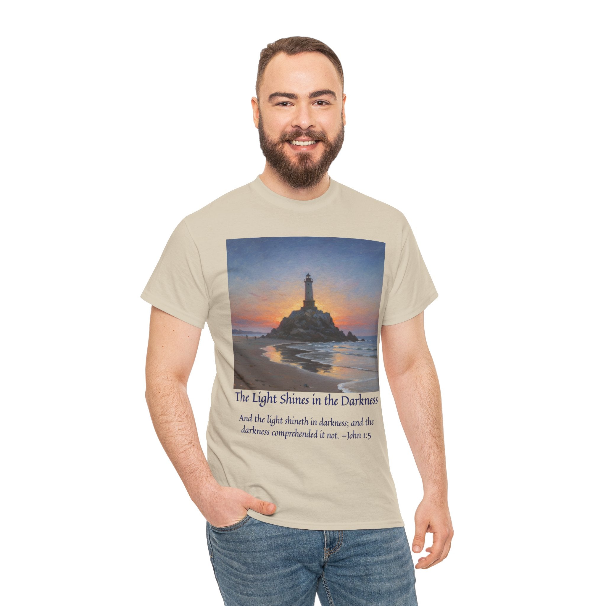 Light in Darkness Unisex Cotton Tee-inspired by Monet, Inspirational Shirt, Bible Verse Tee, Faith-Based Apparel, Perfect Gift for All Occasions