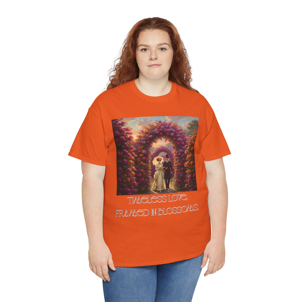 Whimsical Unisex Heavy Cotton Tee, Bohemian Vintage Shirt, Relaxed Fit Graphic Tee, Spring Flower T-Shirt, Casual Everyday Wear