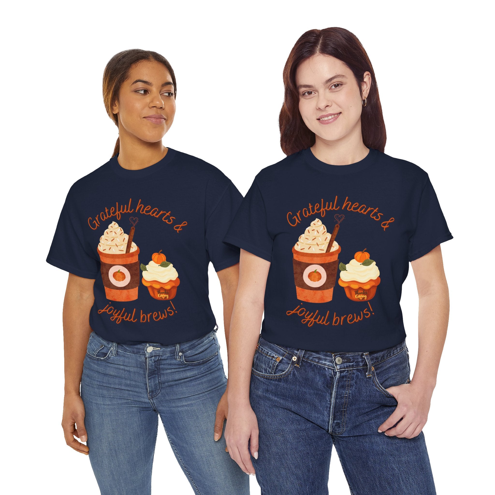 Happy Thanksgiving- Grateful Hearts & Joyful Brews Tee, Unisex Cotton Shirt, Coffee Lovers Gift, Casual Wear, Cute Tee for Celebrations, Fall Fashion