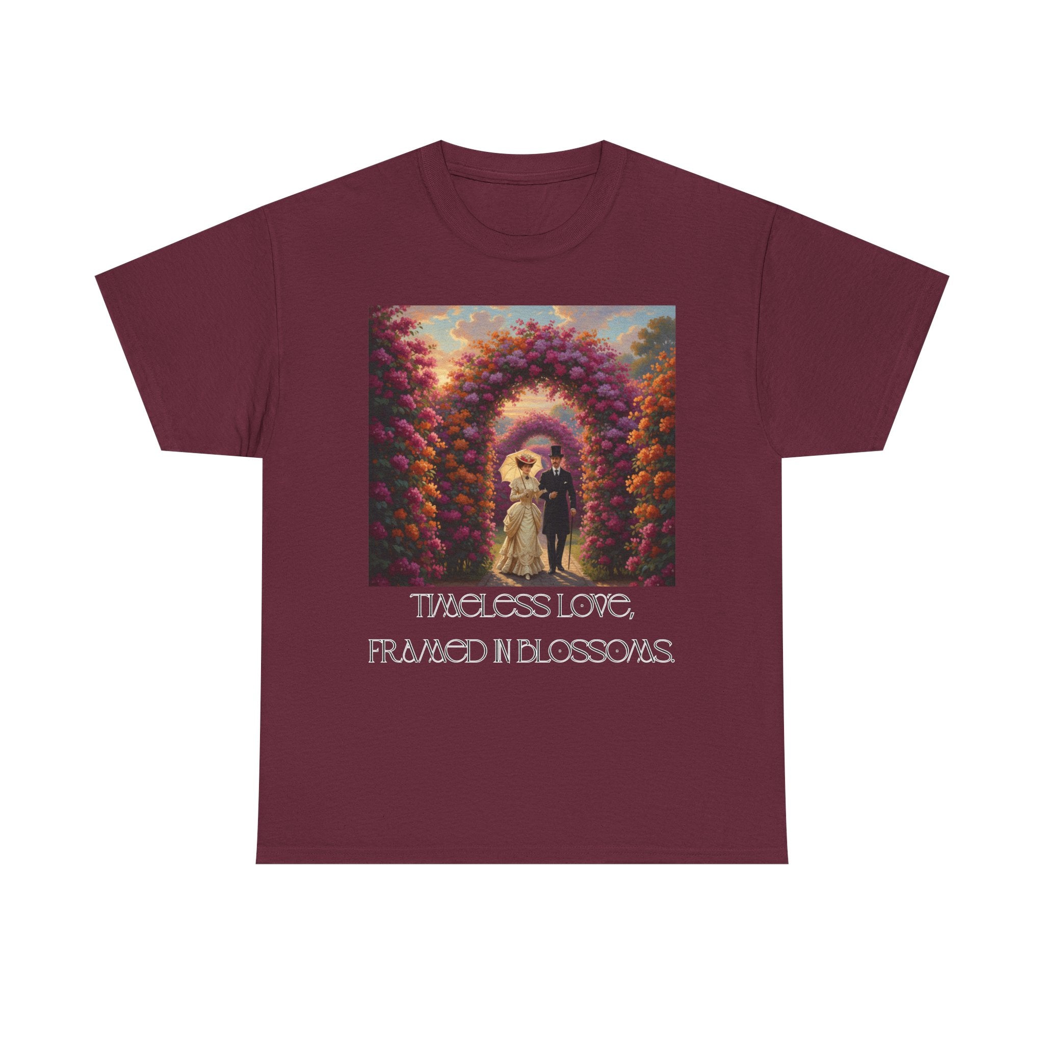 Whimsical Unisex Heavy Cotton Tee, Bohemian Vintage Shirt, Relaxed Fit Graphic Tee, Spring Flower T-Shirt, Casual Everyday Wear