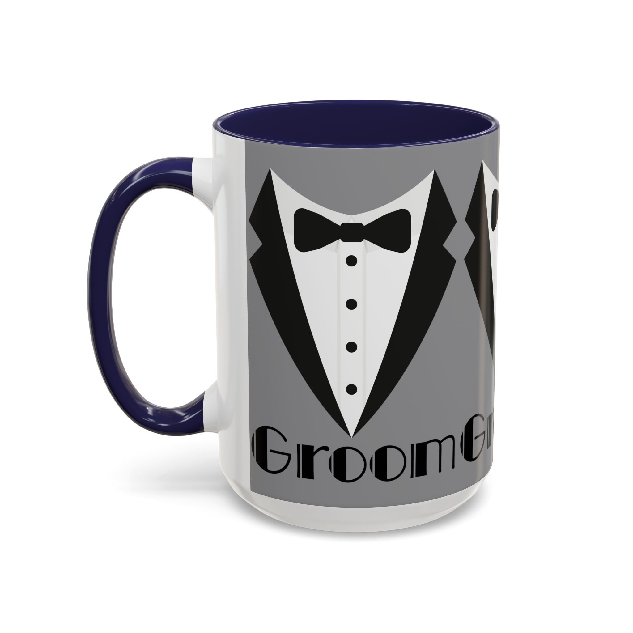 Groom Coffee Mug, Wedding Gift, Groomsmen Party Mug, Black and White Accent Mug, Engagement Celebration