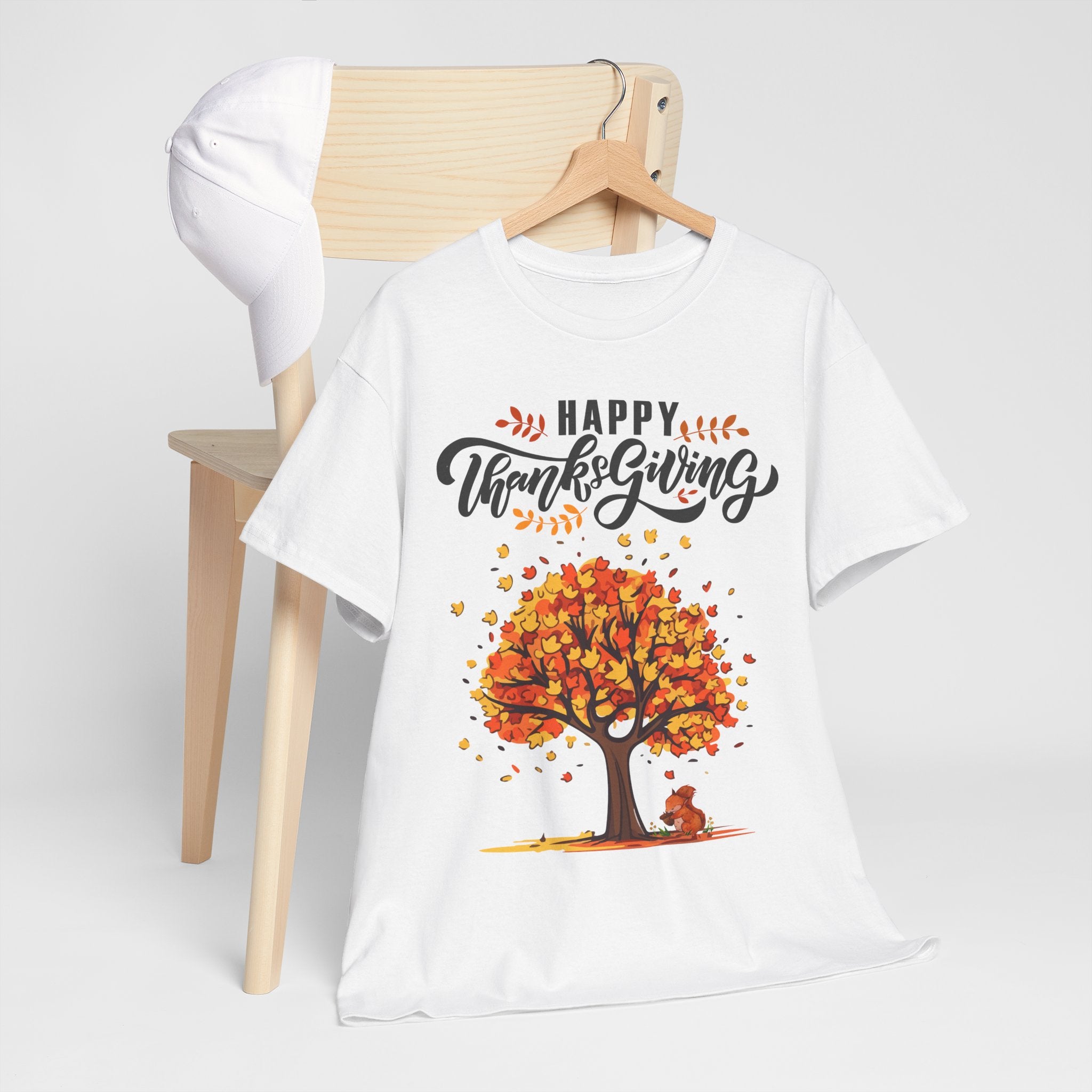 Happy Thanksgiving Tree Unisex Tee, Autumn Shirt, Holiday Apparel, Fall Fashion, Seasonal Gift