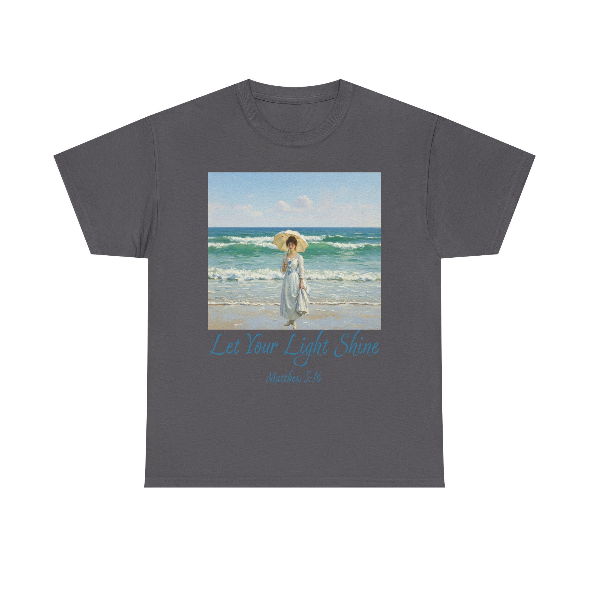 Let Your Light Shine- A Figure with a Parasol-Monet Style- Unisex Cotton Tee, Beach Vibes Shirt, Inspirational Summer Tee, Casual Gift for Her, Perfect for Days at the Shore