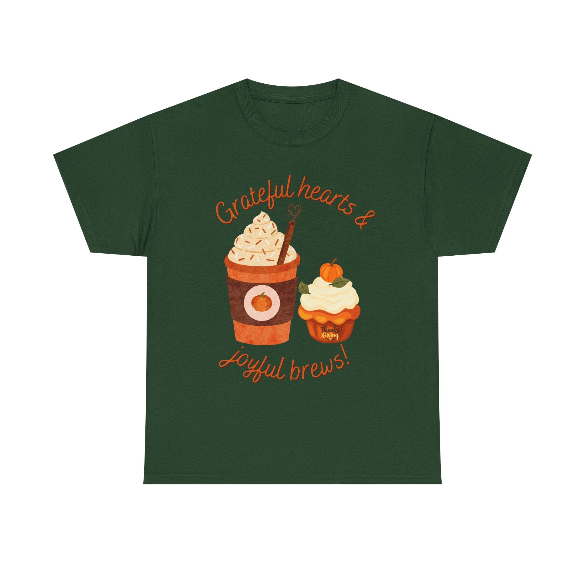 Happy Thanksgiving- Grateful Hearts & Joyful Brews Tee, Unisex Cotton Shirt, Coffee Lovers Gift, Casual Wear, Cute Tee for Celebrations, Fall Fashion