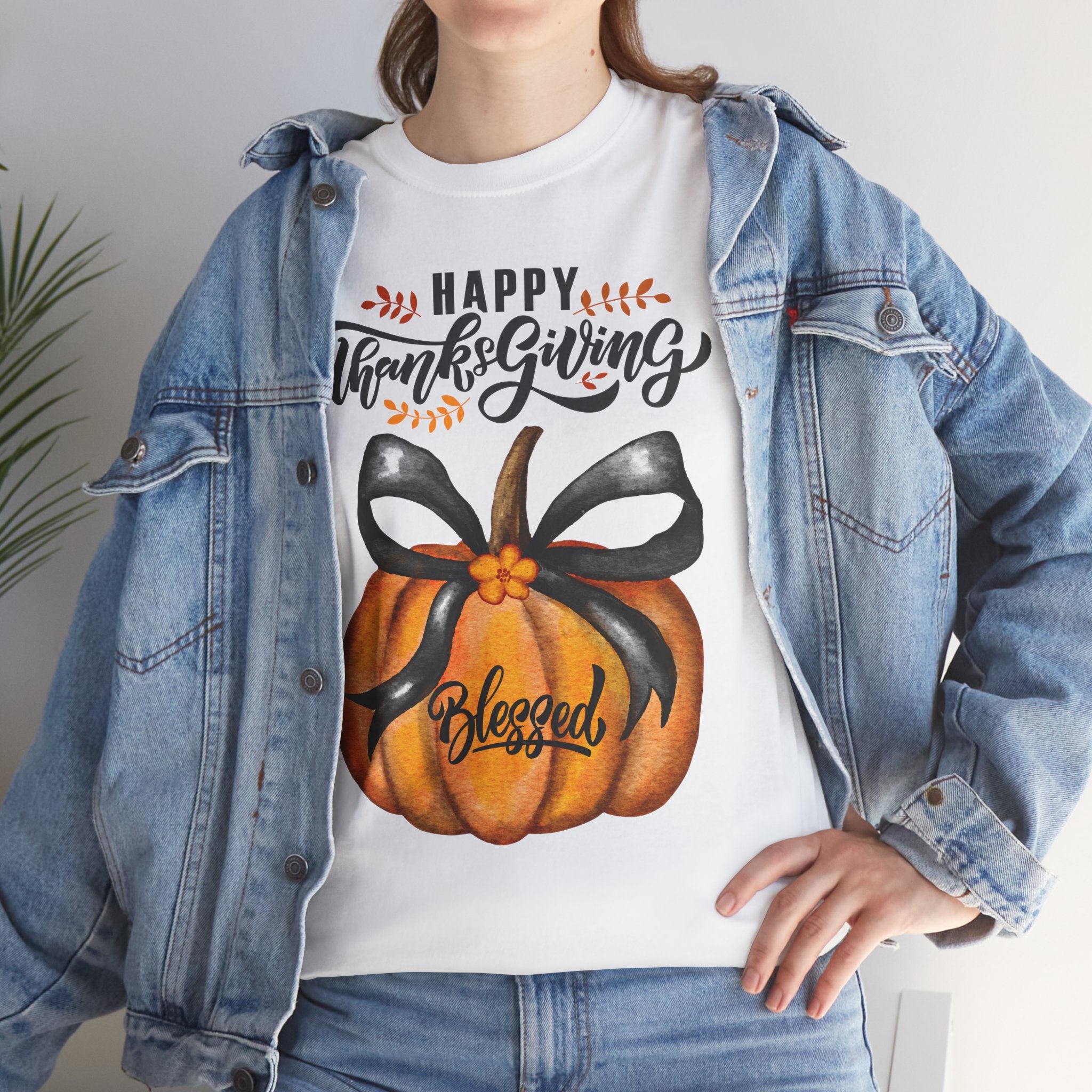Thanksgiving Pumpkin Tee - Happy Thanksgiving, Blessed Shirt, Fall Apparel, Unisex Cotton Tee, Holiday Gift