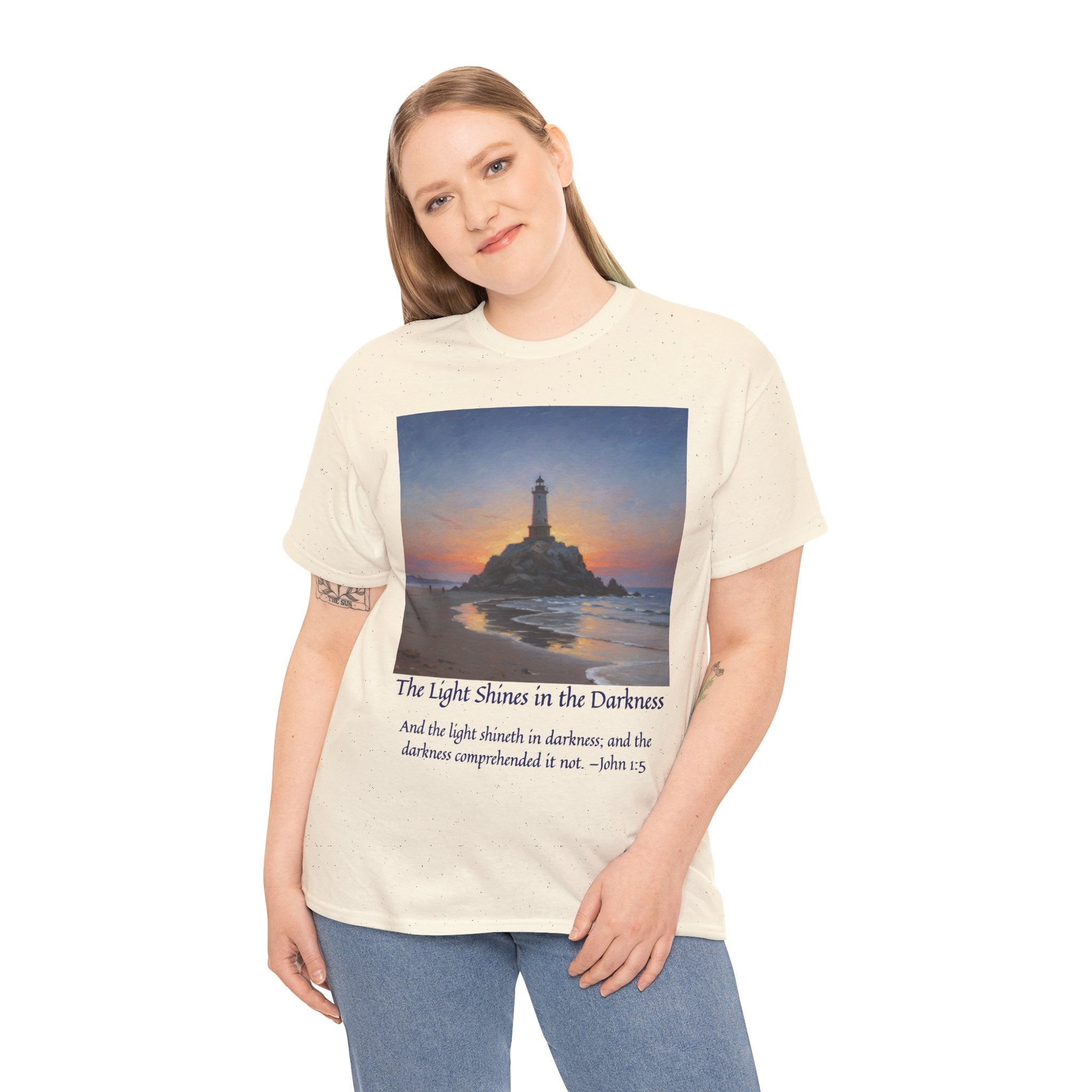 Light in Darkness Unisex Cotton Tee-inspired by Monet, Inspirational Shirt, Bible Verse Tee, Faith-Based Apparel, Perfect Gift for All Occasions