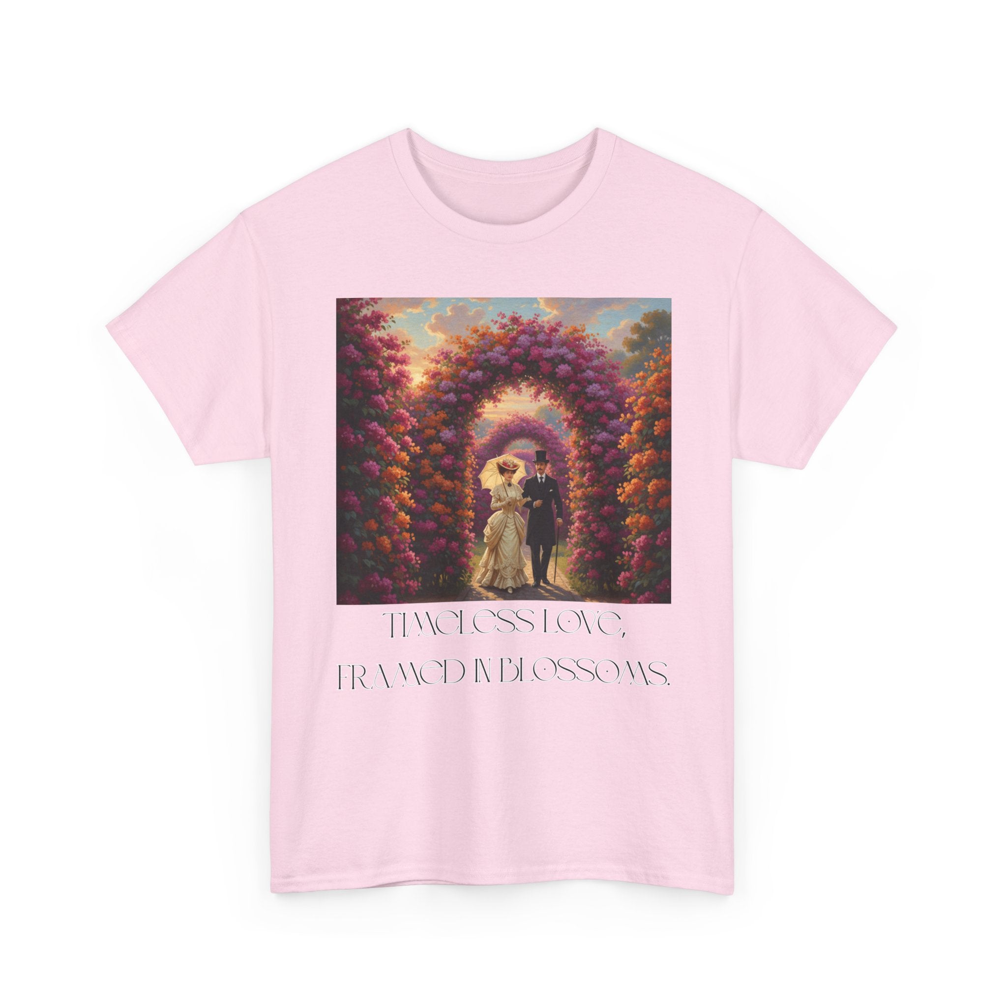 Whimsical Unisex Heavy Cotton Tee, Bohemian Vintage Shirt, Relaxed Fit Graphic Tee, Spring Flower T-Shirt, Casual Everyday Wear