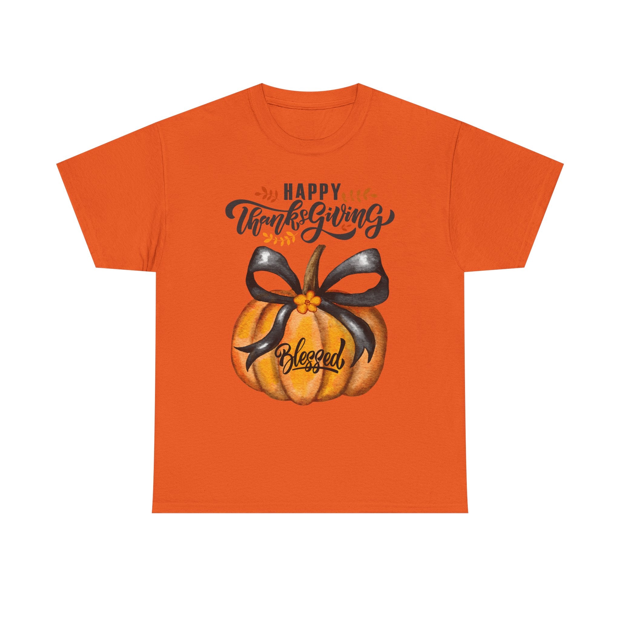 Thanksgiving Pumpkin Tee - Happy Thanksgiving, Blessed Shirt, Fall Apparel, Unisex Cotton Tee, Holiday Gift
