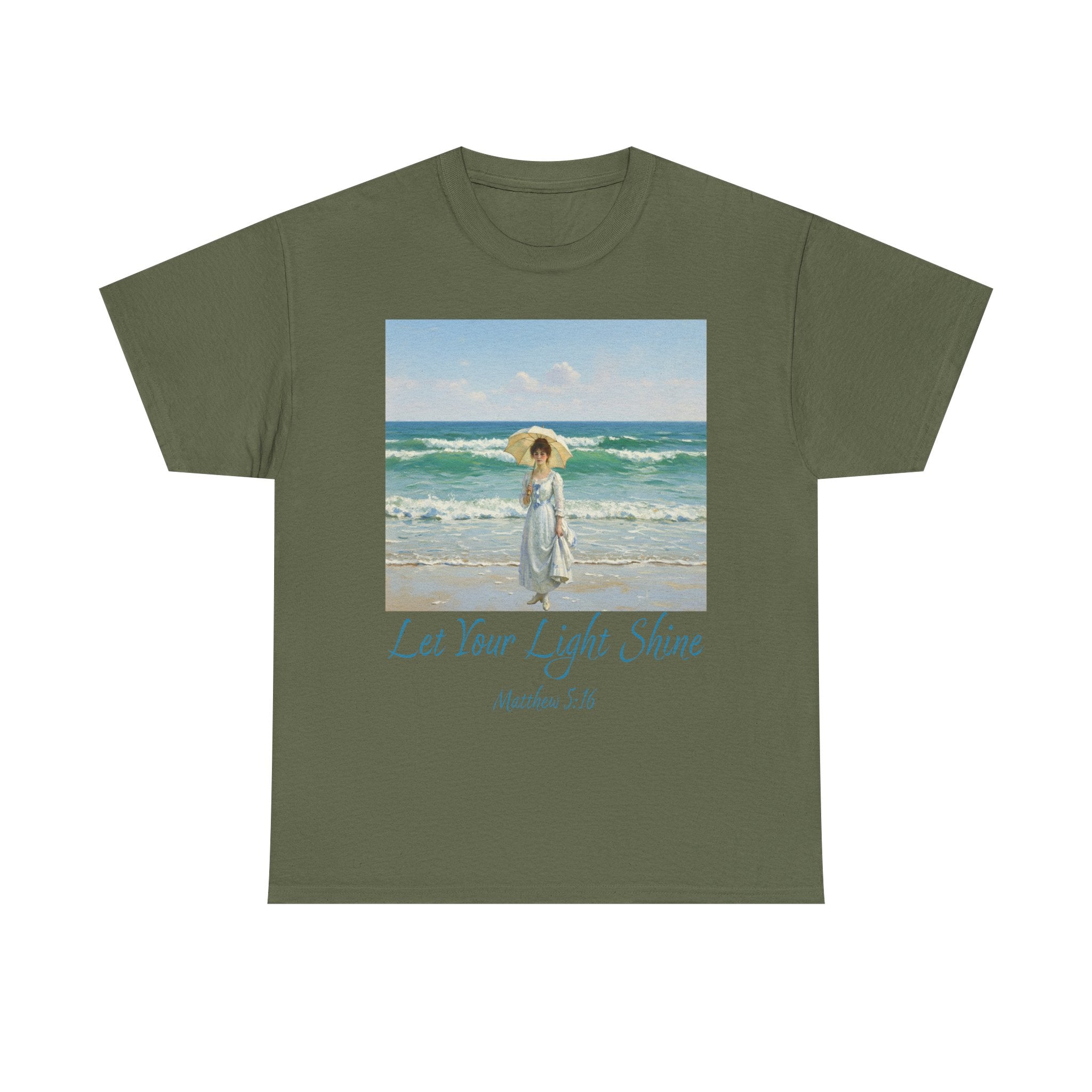 Let Your Light Shine- A Figure with a Parasol-Monet Style- Unisex Cotton Tee, Beach Vibes Shirt, Inspirational Summer Tee, Casual Gift for Her, Perfect for Days at the Shore