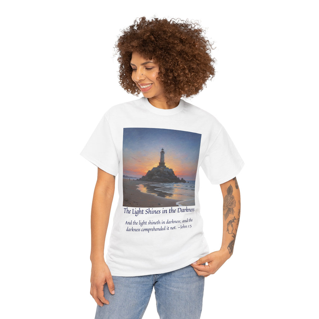 Light in Darkness Unisex Cotton Tee-inspired by Monet, Inspirational Shirt, Bible Verse Tee, Faith-Based Apparel, Perfect Gift for All Occasions