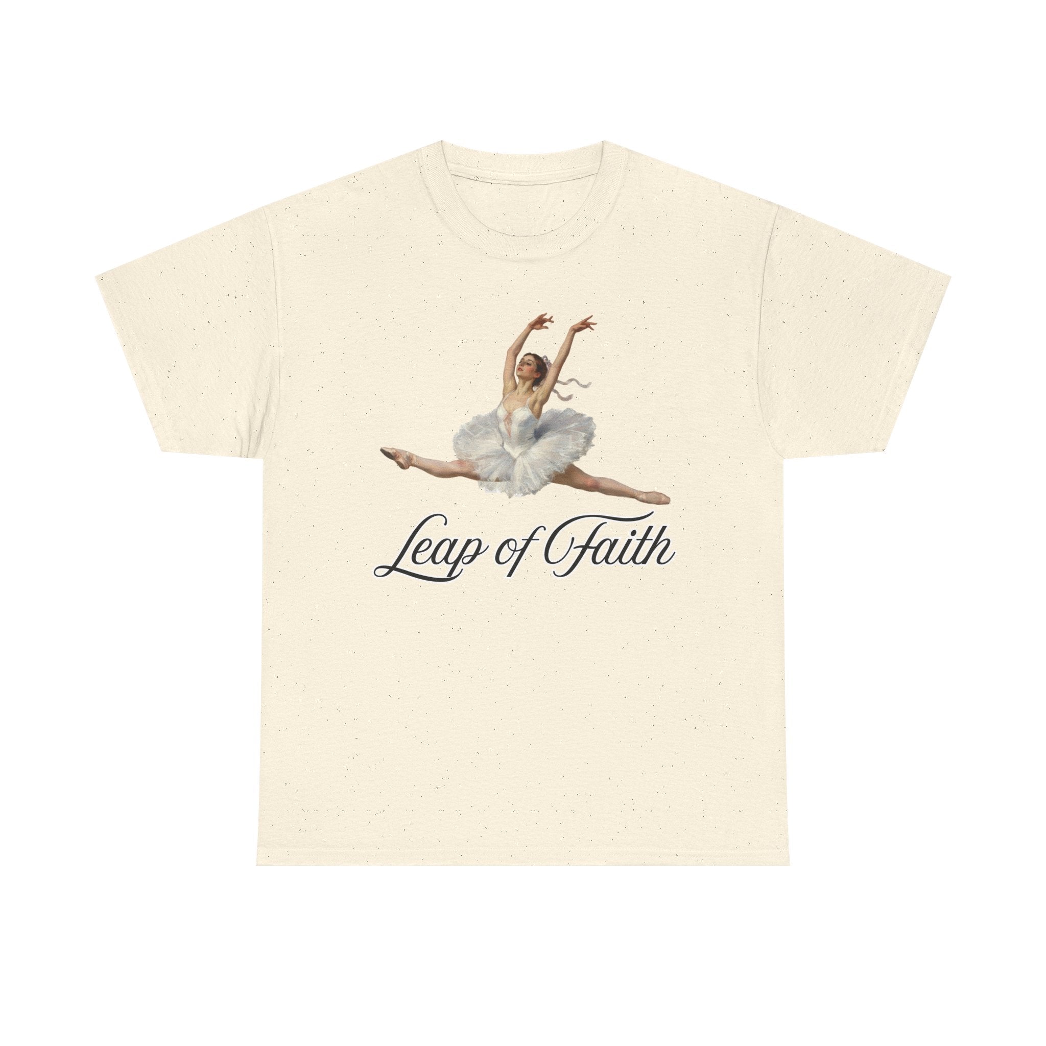 Ballet Inspired Tee - Leap of Faith, Dance Gift, Unisex Cotton Shirt, Inspirational Apparel, Performance Wear, Gift for Dancers-Ballerina in a split leap, inspired by the impressionistic ballet studies of Edgar Degas.