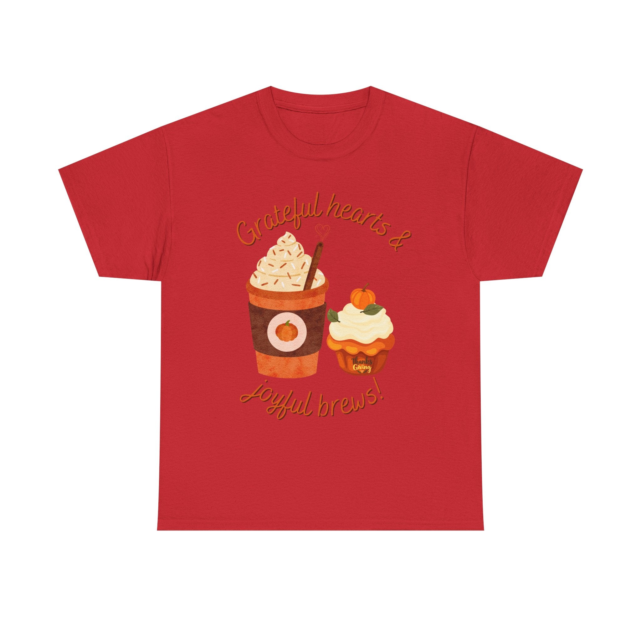 Happy Thanksgiving- Grateful Hearts & Joyful Brews Tee, Unisex Cotton Shirt, Coffee Lovers Gift, Casual Wear, Cute Tee for Celebrations, Fall Fashion