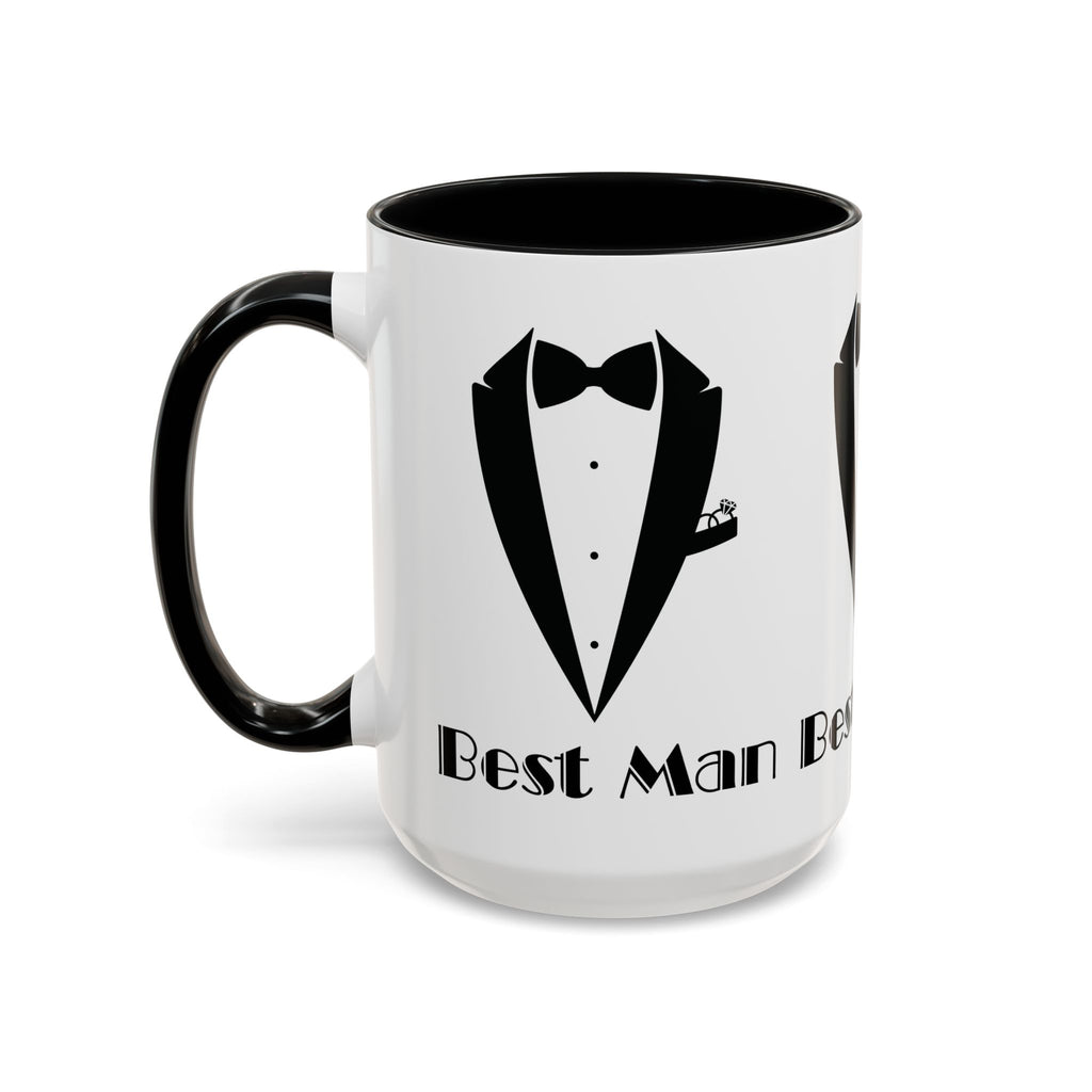 Best Man Accent Coffee Mug 11/15 oz, Groom’s Gift, Wedding Party Favor, Unique Best Man Gift, Black and White Coffee Cup