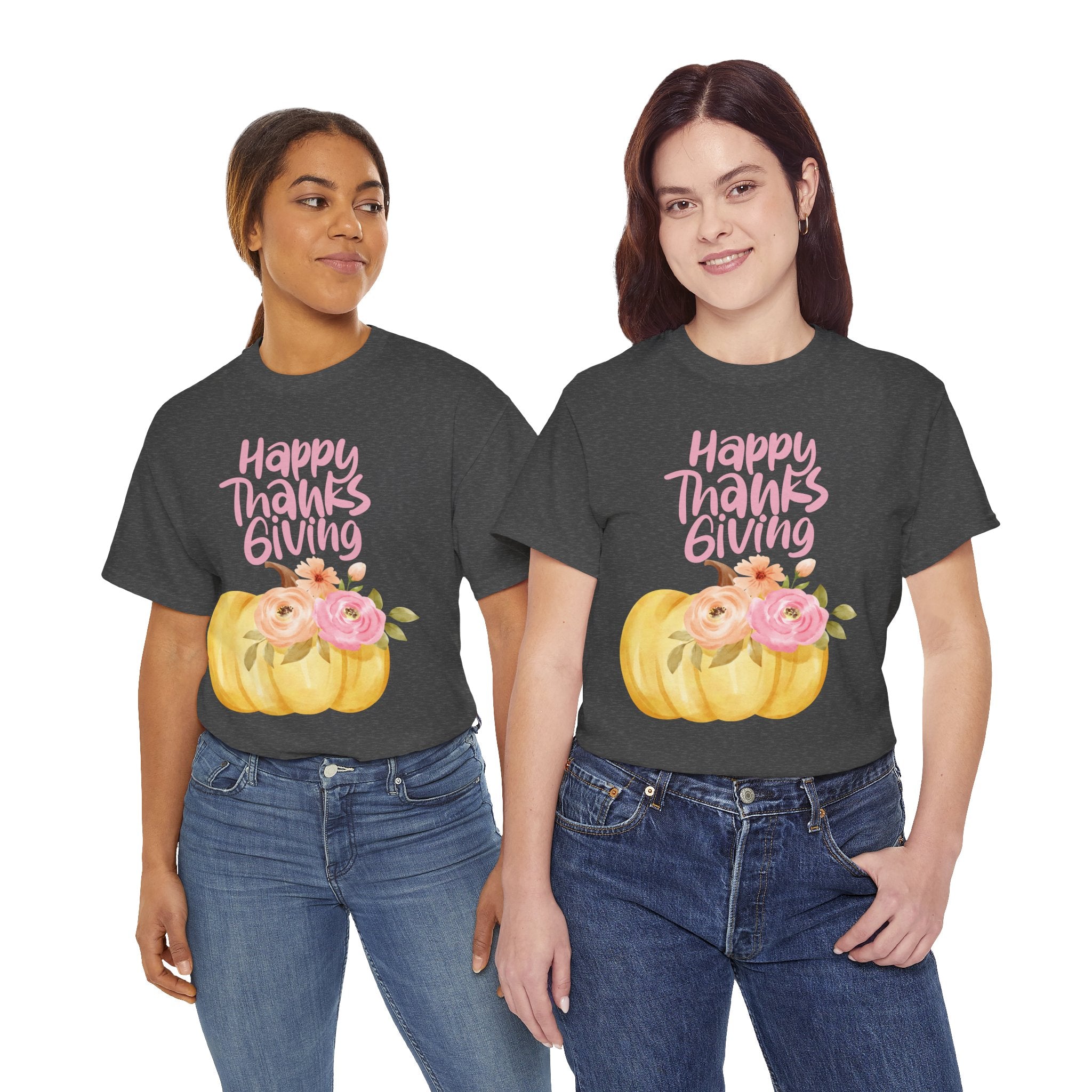 Thanksgiving Floral Tee, Holiday Shirt, Fall Fashion, Gifts for Her, Pumpkin T-Shirt, Autumn Apparel, Friendsgiving Outfit
