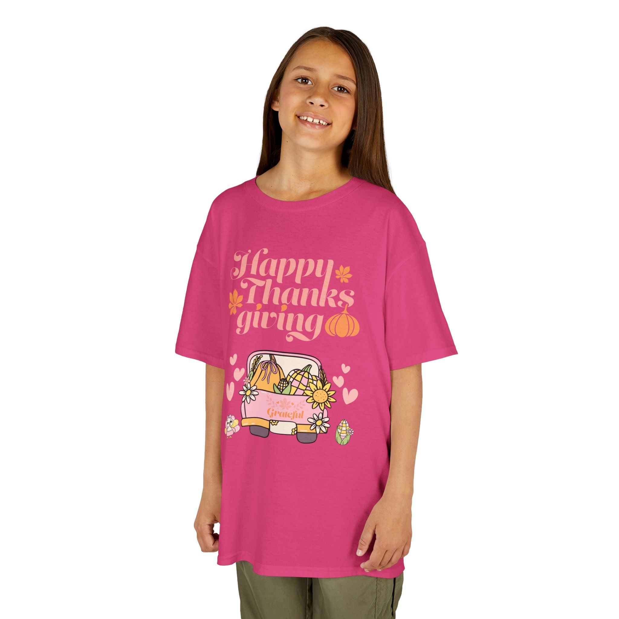 Happy Thanksgiving Kids Tee, Fall T-Shirt, Cute Pumpkin Shirt, Autumn Apparel, Kids Harvest Tee, Seasonal Kids Clothing