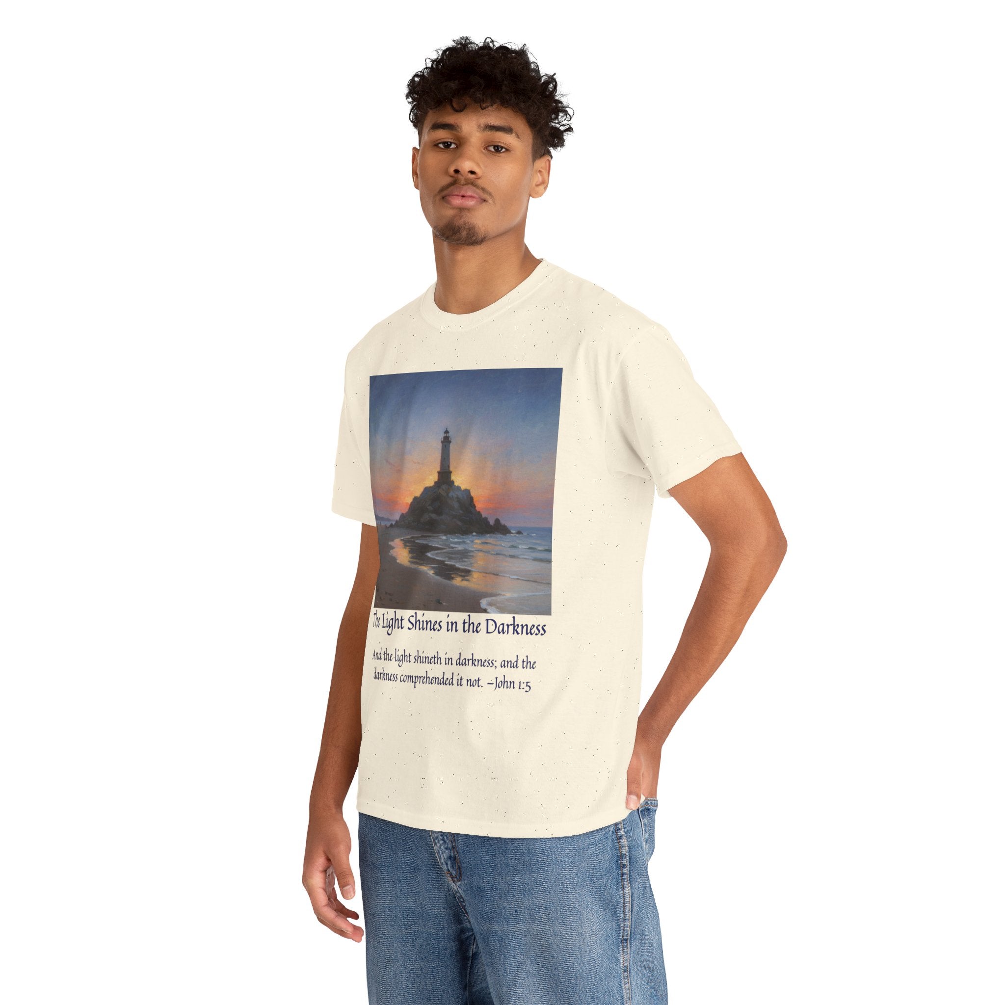Light in Darkness Unisex Cotton Tee-inspired by Monet, Inspirational Shirt, Bible Verse Tee, Faith-Based Apparel, Perfect Gift for All Occasions