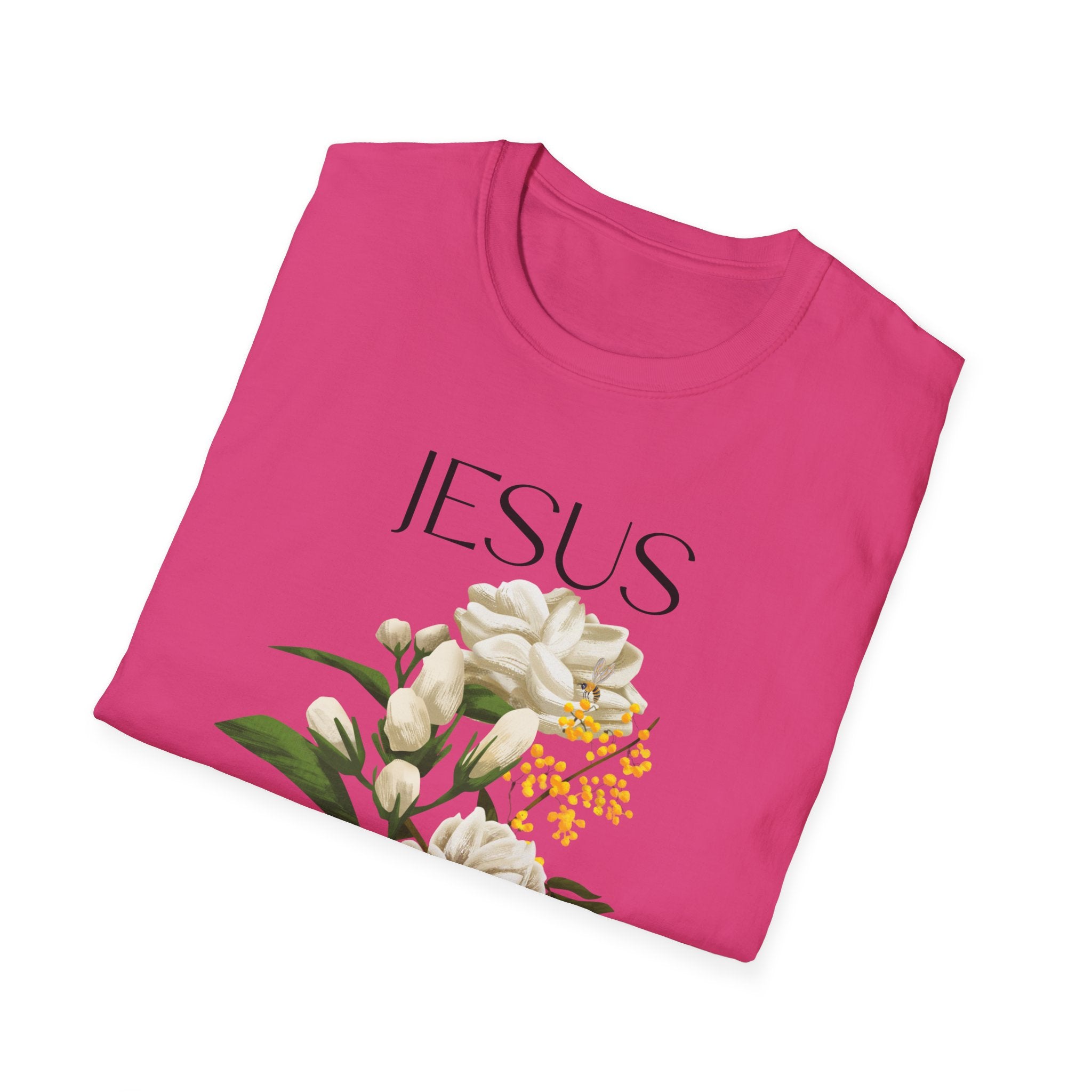 Jesus Floral Faith T-Shirt- Christian Graphic Tee, Inspirational Gift, Religious Apparel, Casualwear, Unisex