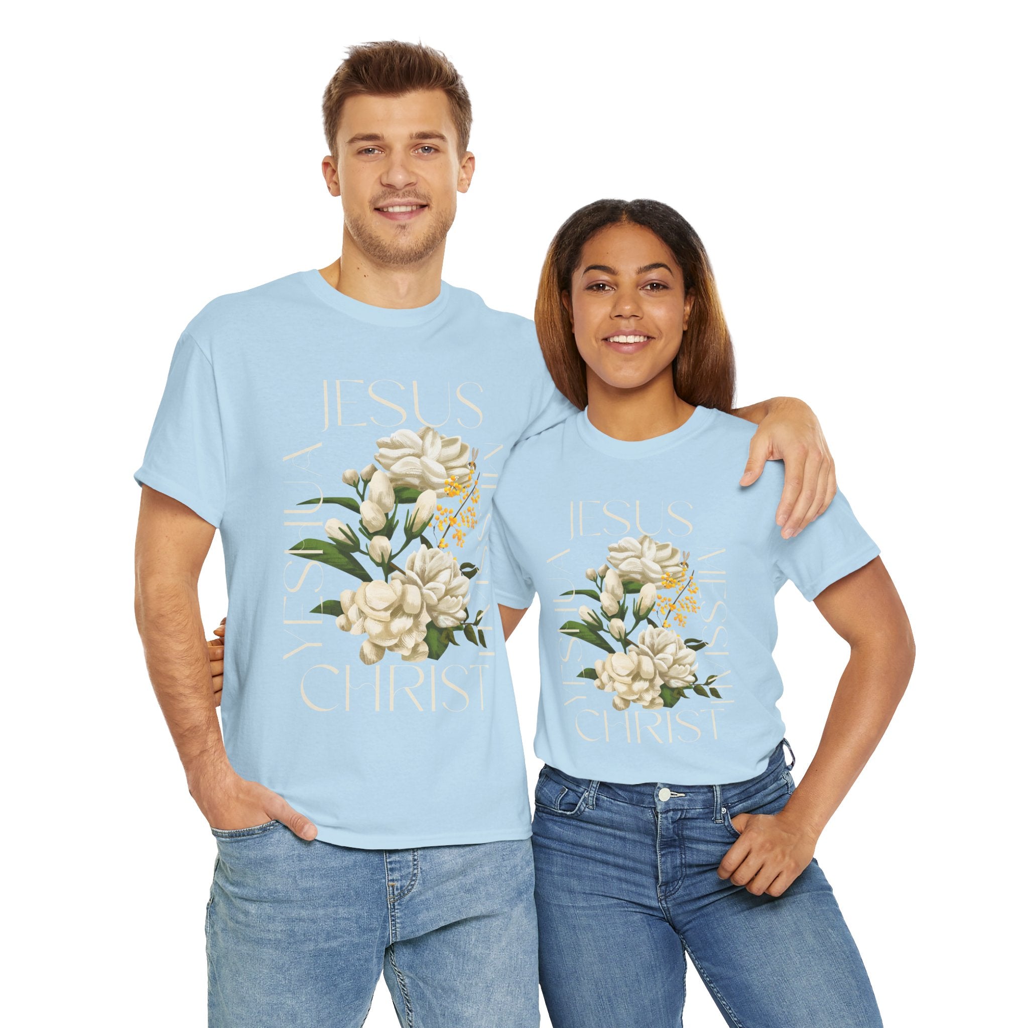 Floral Jesus Christ Tee, Spiritual T-Shirt, Inspirational Unisex Cotton Shirt, Gift for Believers, Christian Apparel