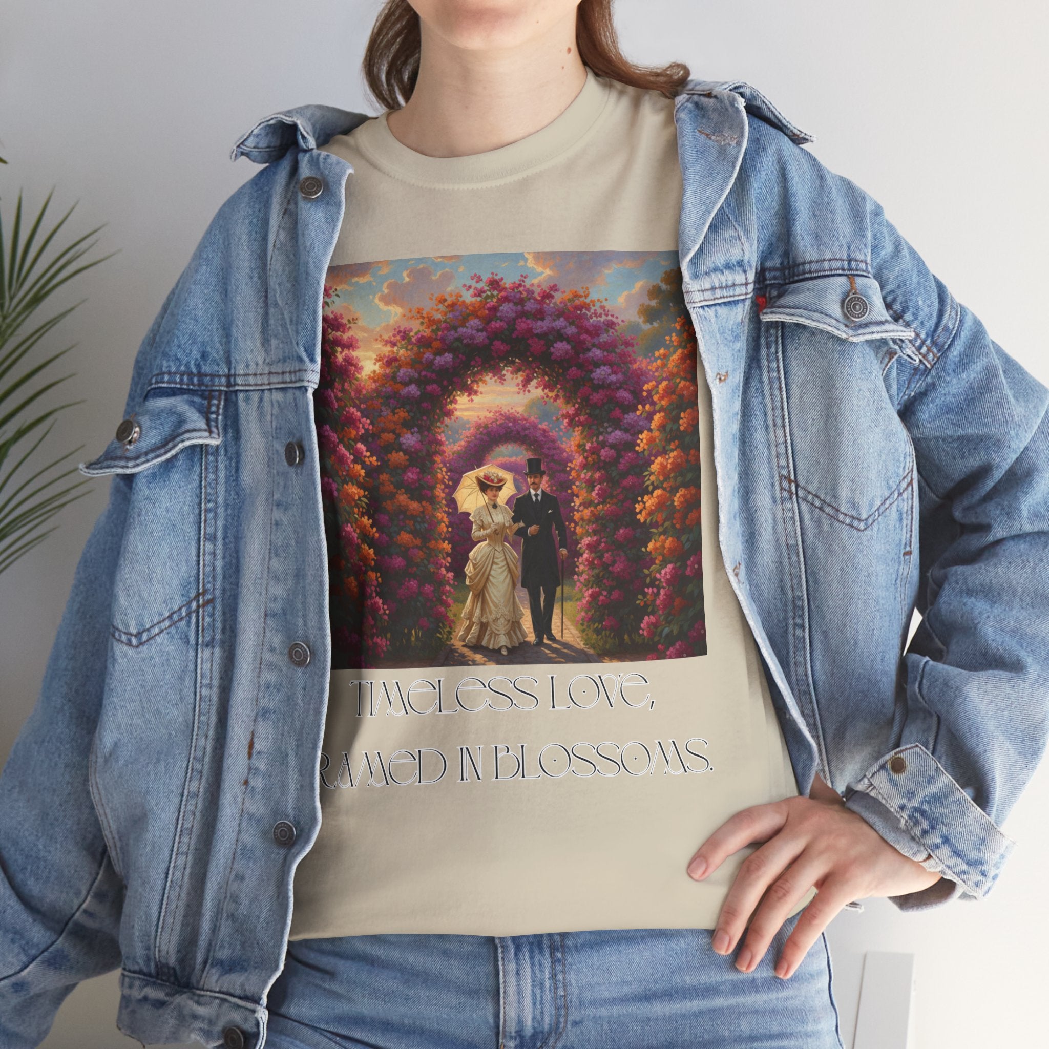 Whimsical Unisex Heavy Cotton Tee, Bohemian Vintage Shirt, Relaxed Fit Graphic Tee, Spring Flower T-Shirt, Casual Everyday Wear