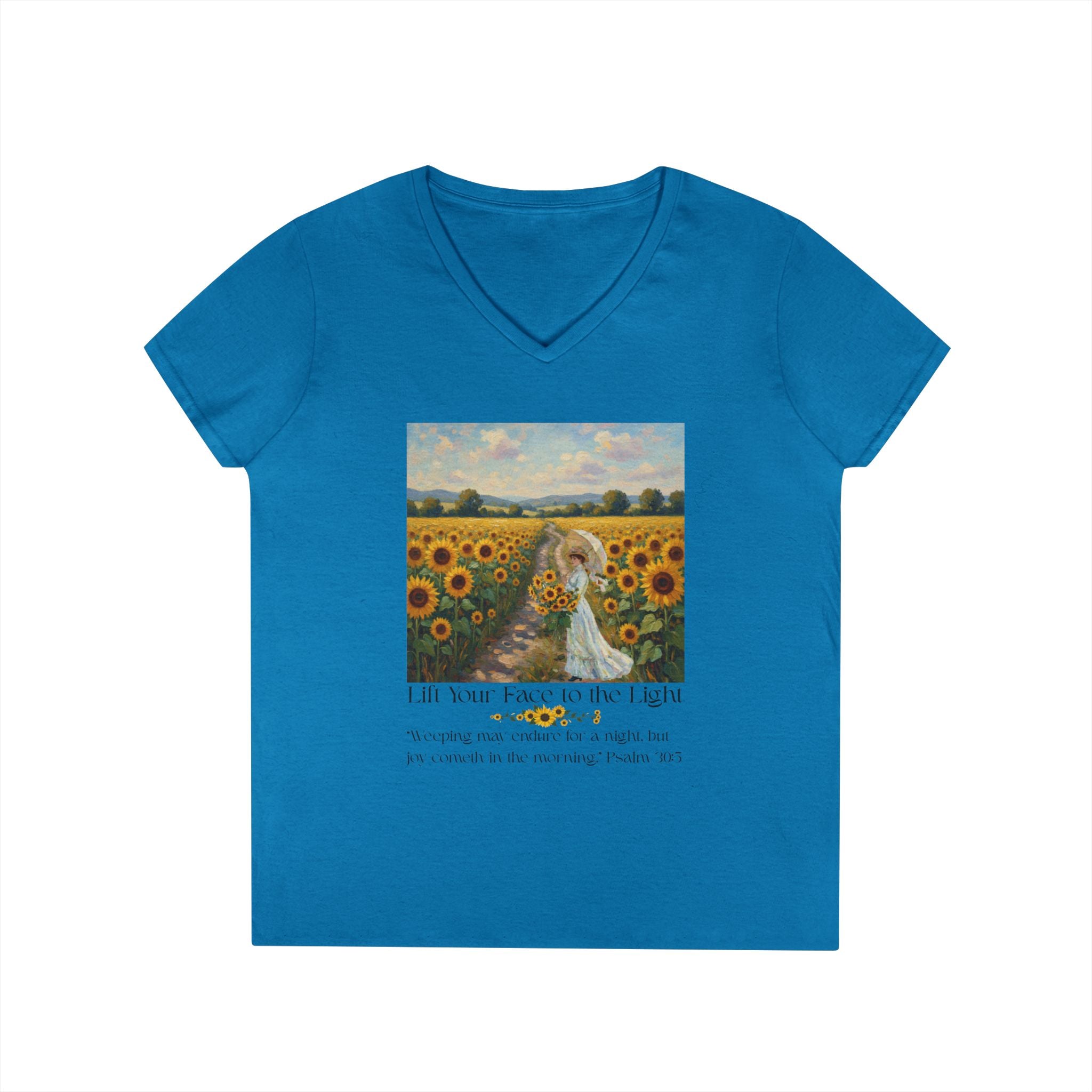 Sunflower Inspirational V-Neck T-Shirt, Motivational Tee, Gift for Her