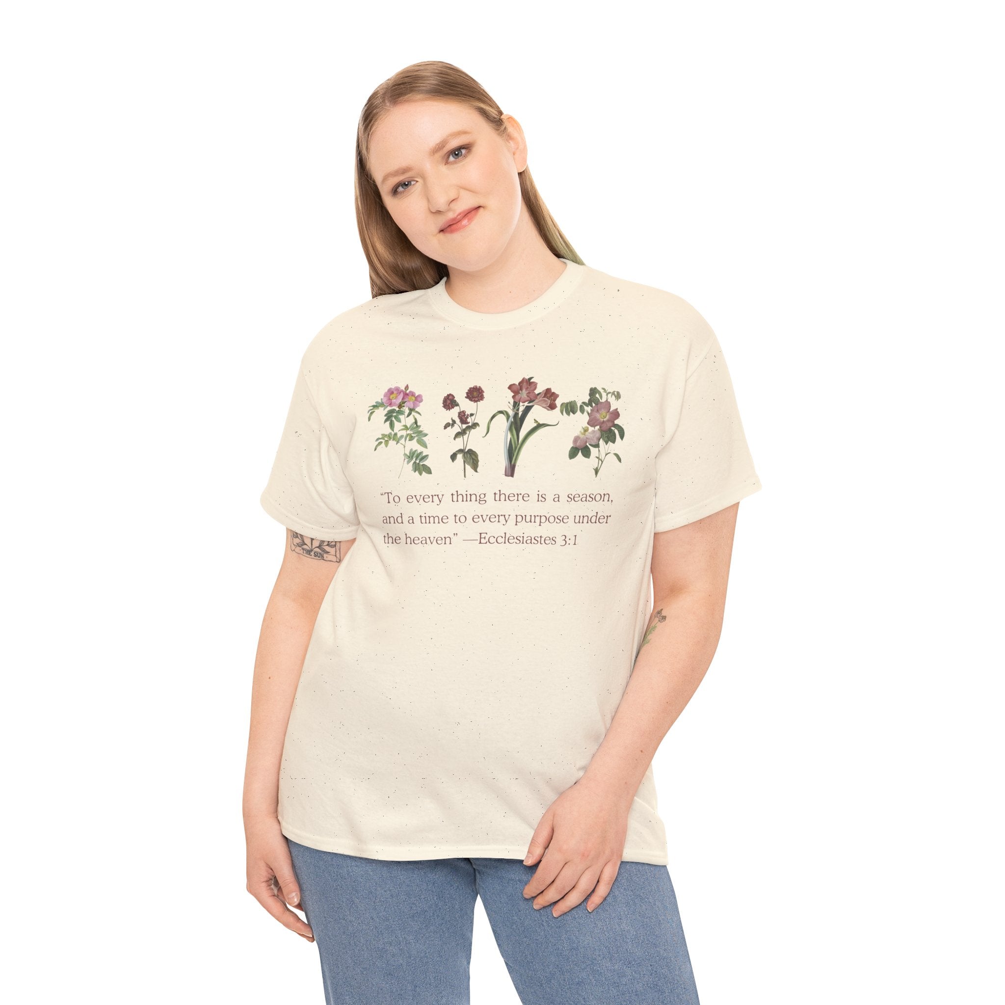 Christian -Biblical Inspirational Floral Quote Tee, Nature Lover Gift, Eco-Friendly Fashion, Casual Everyday Wear