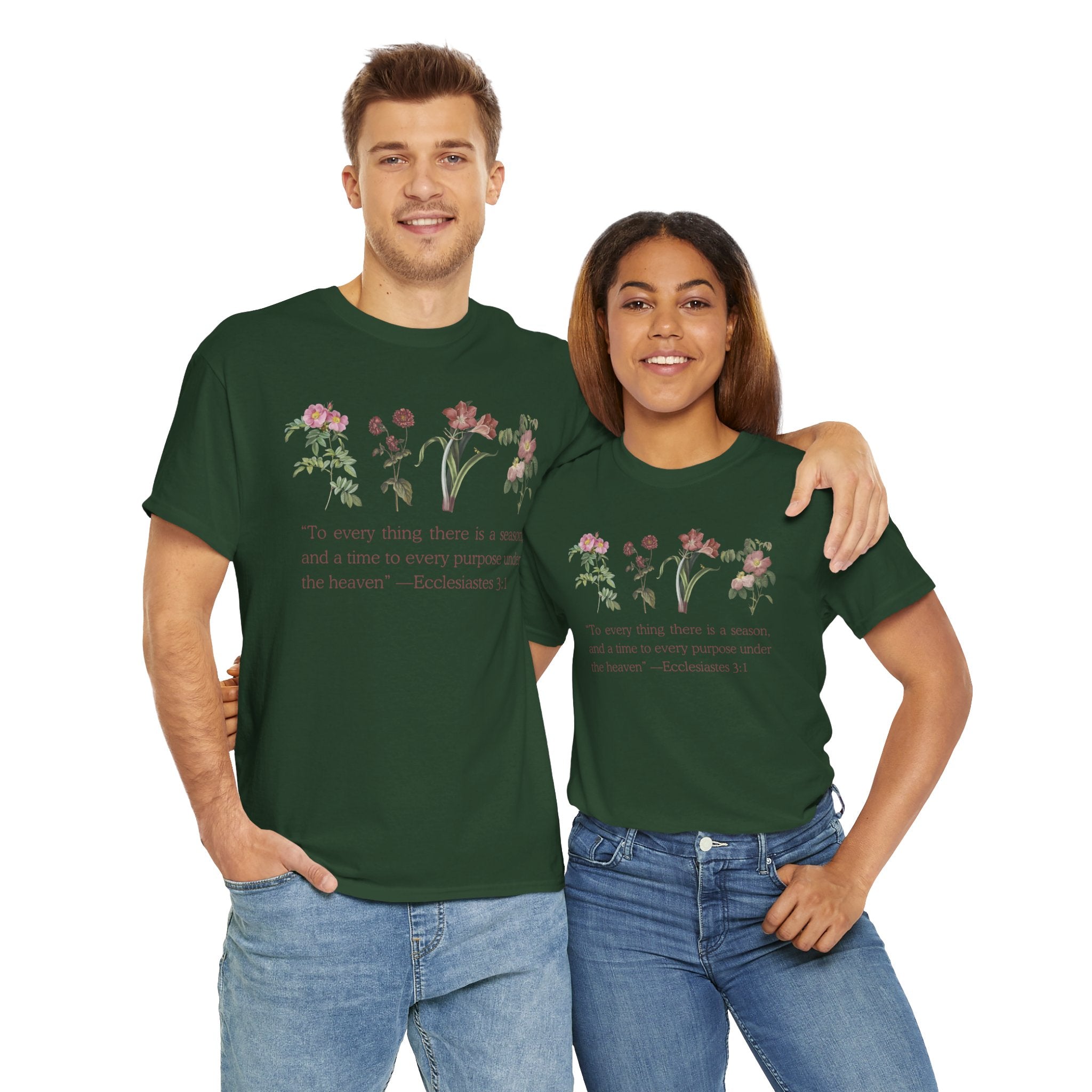 Christian -Biblical Inspirational Floral Quote Tee, Nature Lover Gift, Eco-Friendly Fashion, Casual Everyday Wear