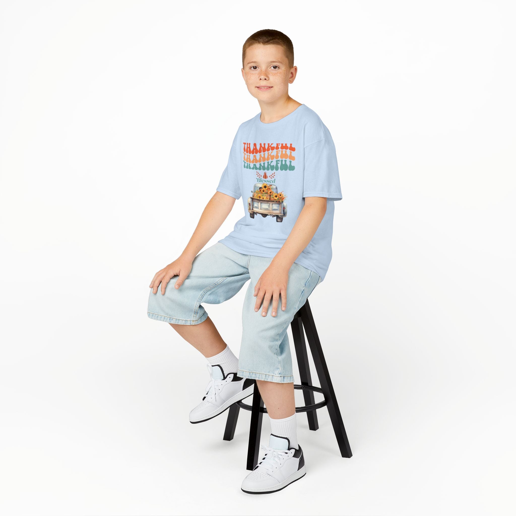 Thankful Kids Tee | Cute Autumn T-Shirt | Thanksgiving Gift | Kids Holiday Wear | Family Gathering Apparel