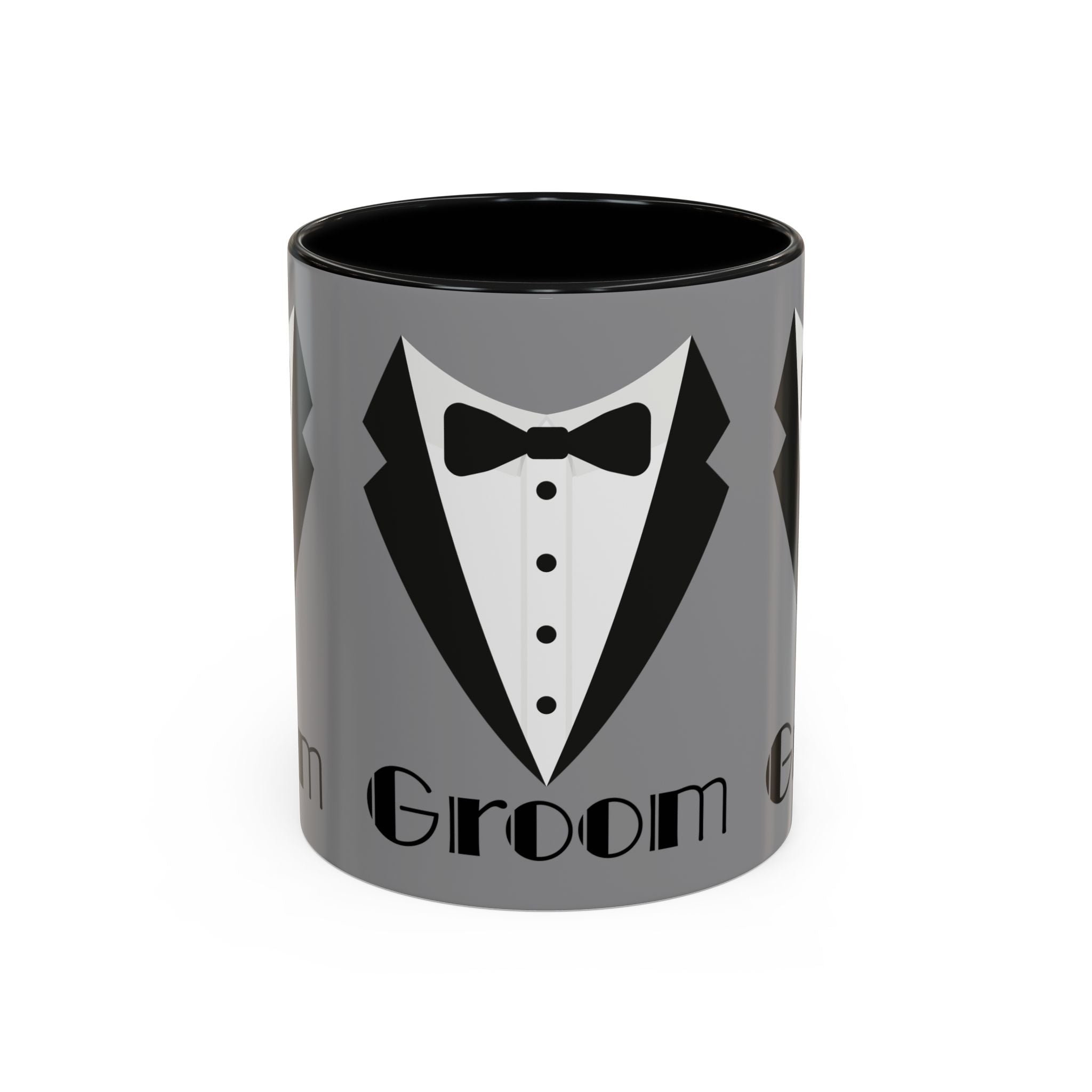 Groom Coffee Mug, Wedding Gift, Groomsmen Party Mug, Black and White Accent Mug, Engagement Celebration