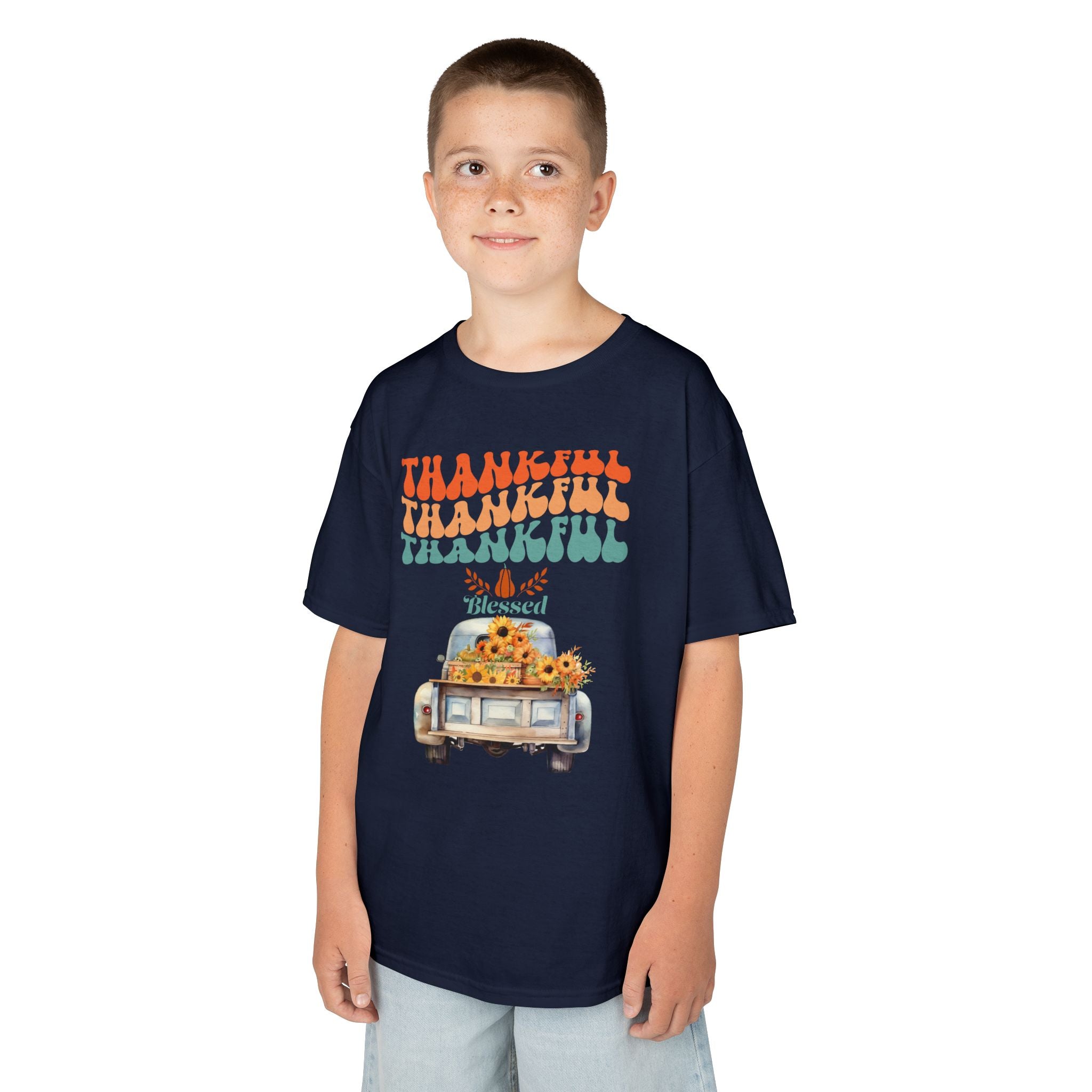 Thankful Kids Tee | Cute Autumn T-Shirt | Thanksgiving Gift | Kids Holiday Wear | Family Gathering Apparel
