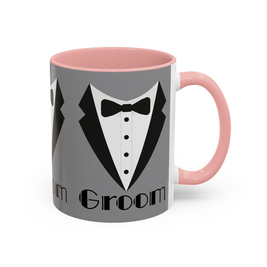 Groom Coffee Mug, Wedding Gift, Groomsmen Party Mug, Black and White Accent Mug, Engagement Celebration