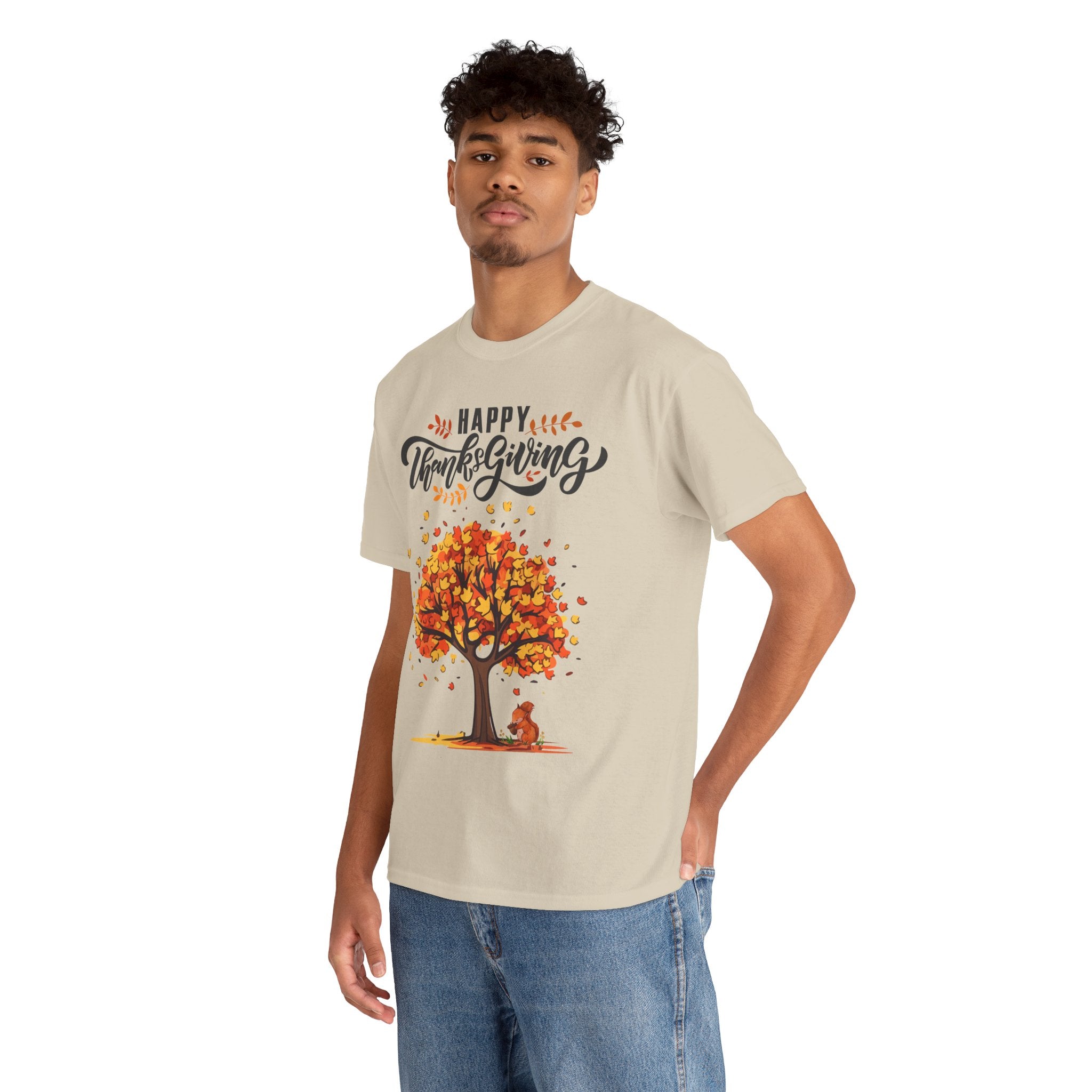 Happy Thanksgiving Tree Unisex Tee, Autumn Shirt, Holiday Apparel, Fall Fashion, Seasonal Gift