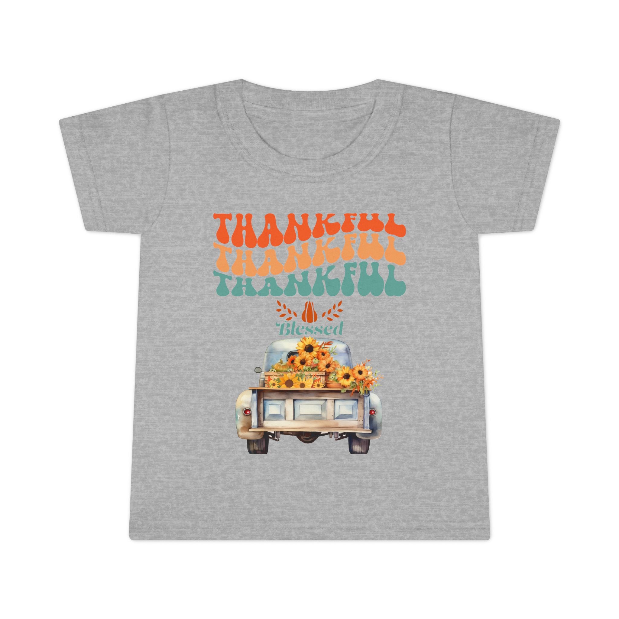 Toddler T-Shirt - Thankful Vintage Car Design, Cute Autumn Apparel, Fall Celebration Shirt, Kids Gratitude Tee, Gifts for Thanksgiving