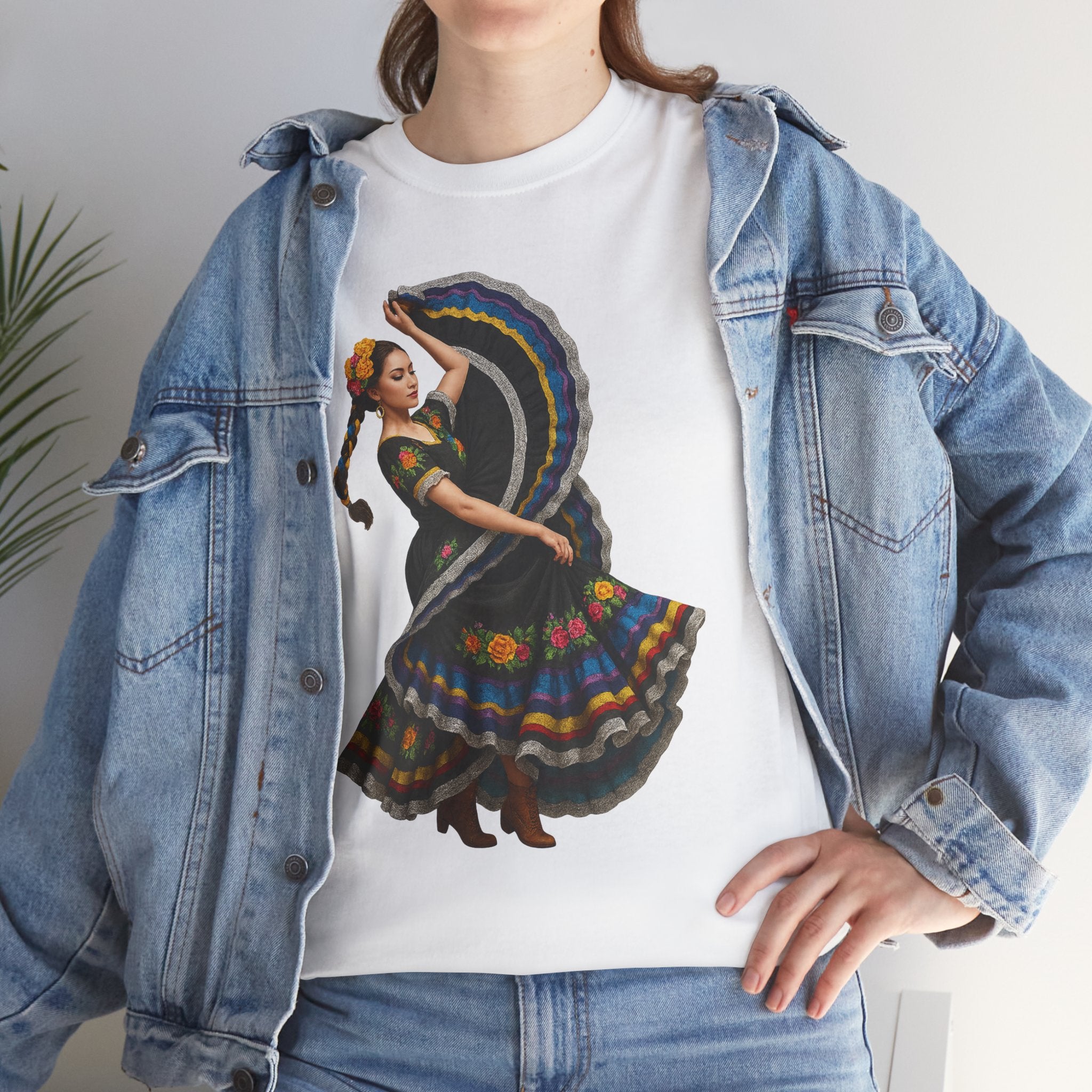Folklórico Cultural Dance Graphic Tee, Unisex Heavy Cotton T-Shirt, Festival Apparel, Bohemian Style Shirt, Gift for Dancers, Ethnic Art Tee
