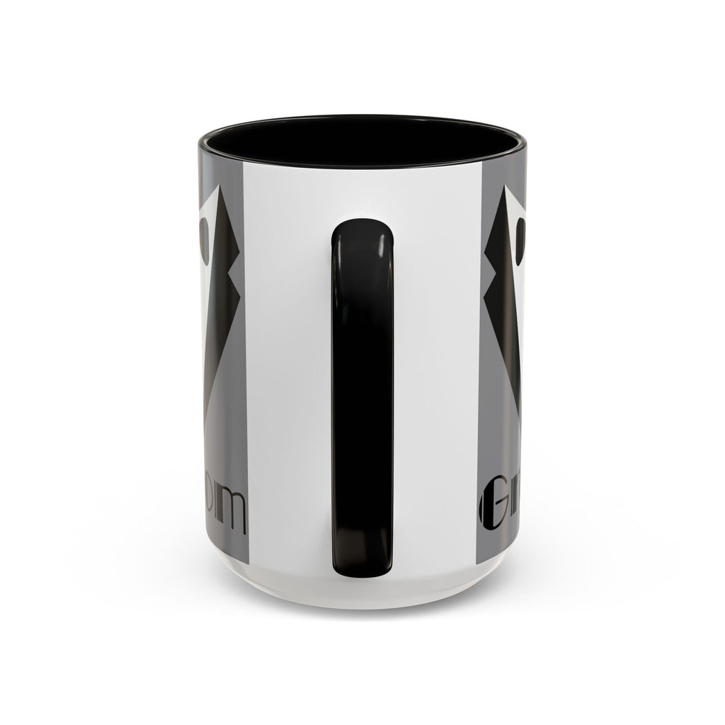 Groom Coffee Mug, Wedding Gift, Groomsmen Party Mug, Black and White Accent Mug, Engagement Celebration