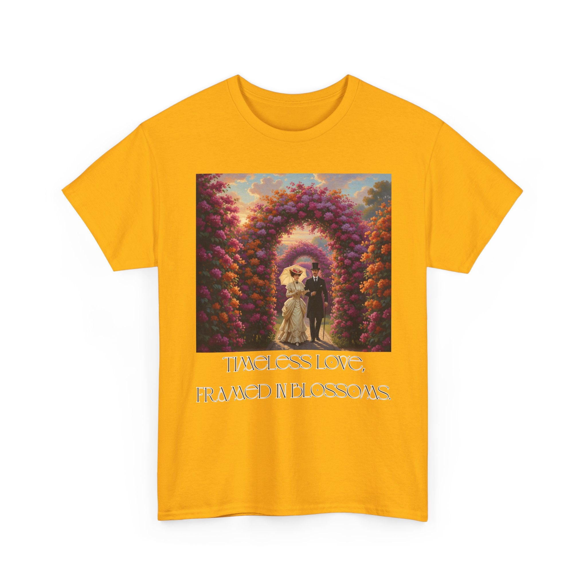 Whimsical Unisex Heavy Cotton Tee, Bohemian Vintage Shirt, Relaxed Fit Graphic Tee, Spring Flower T-Shirt, Casual Everyday Wear