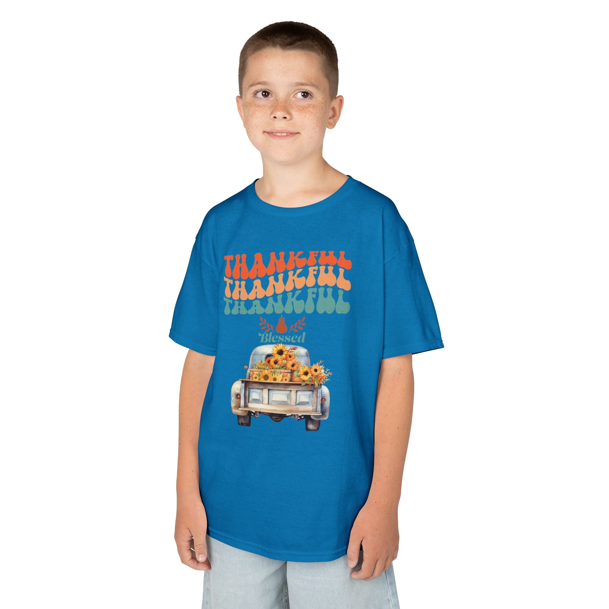 Thankful Kids Tee | Cute Autumn T-Shirt | Thanksgiving Gift | Kids Holiday Wear | Family Gathering Apparel