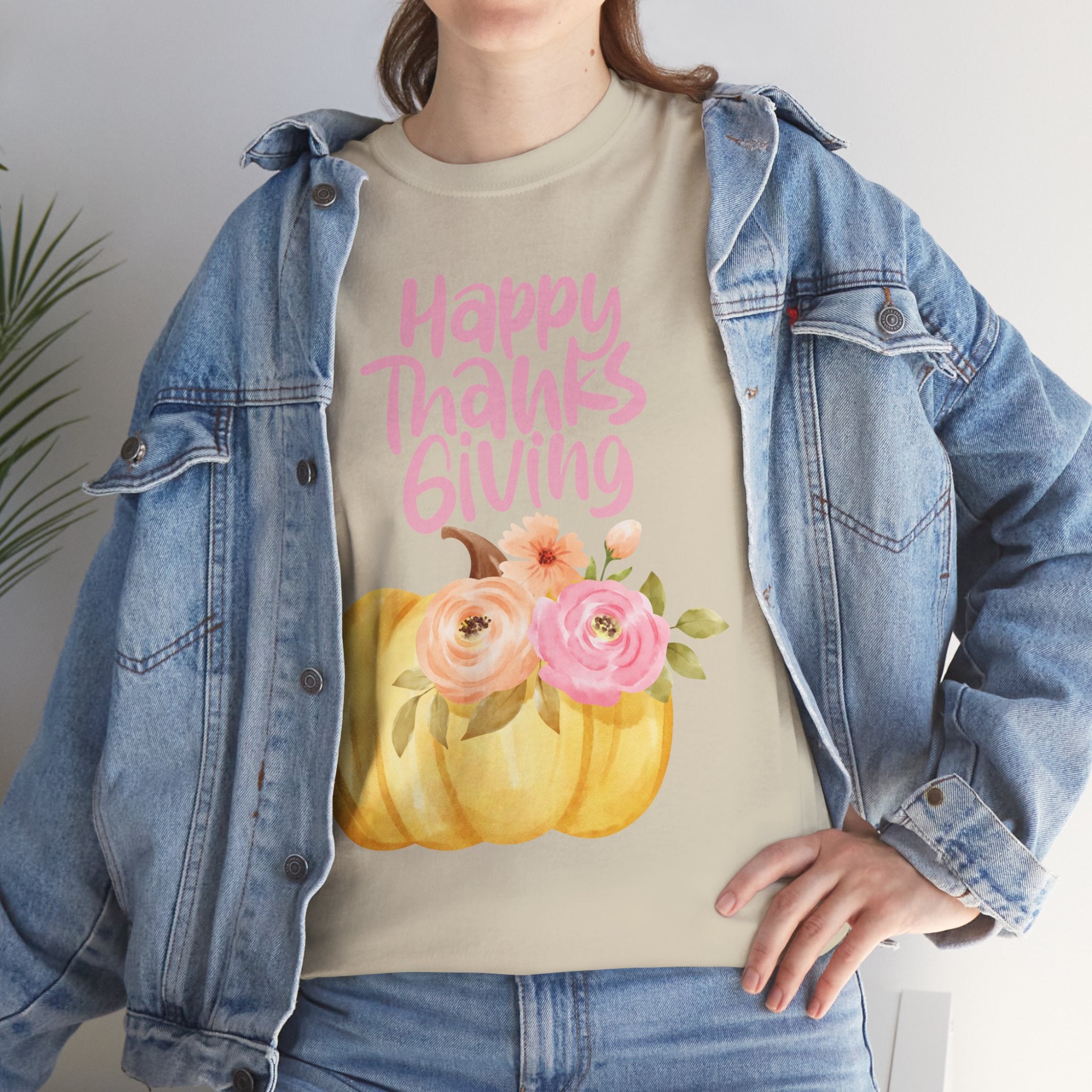 Thanksgiving Floral Tee, Holiday Shirt, Fall Fashion, Gifts for Her, Pumpkin T-Shirt, Autumn Apparel, Friendsgiving Outfit