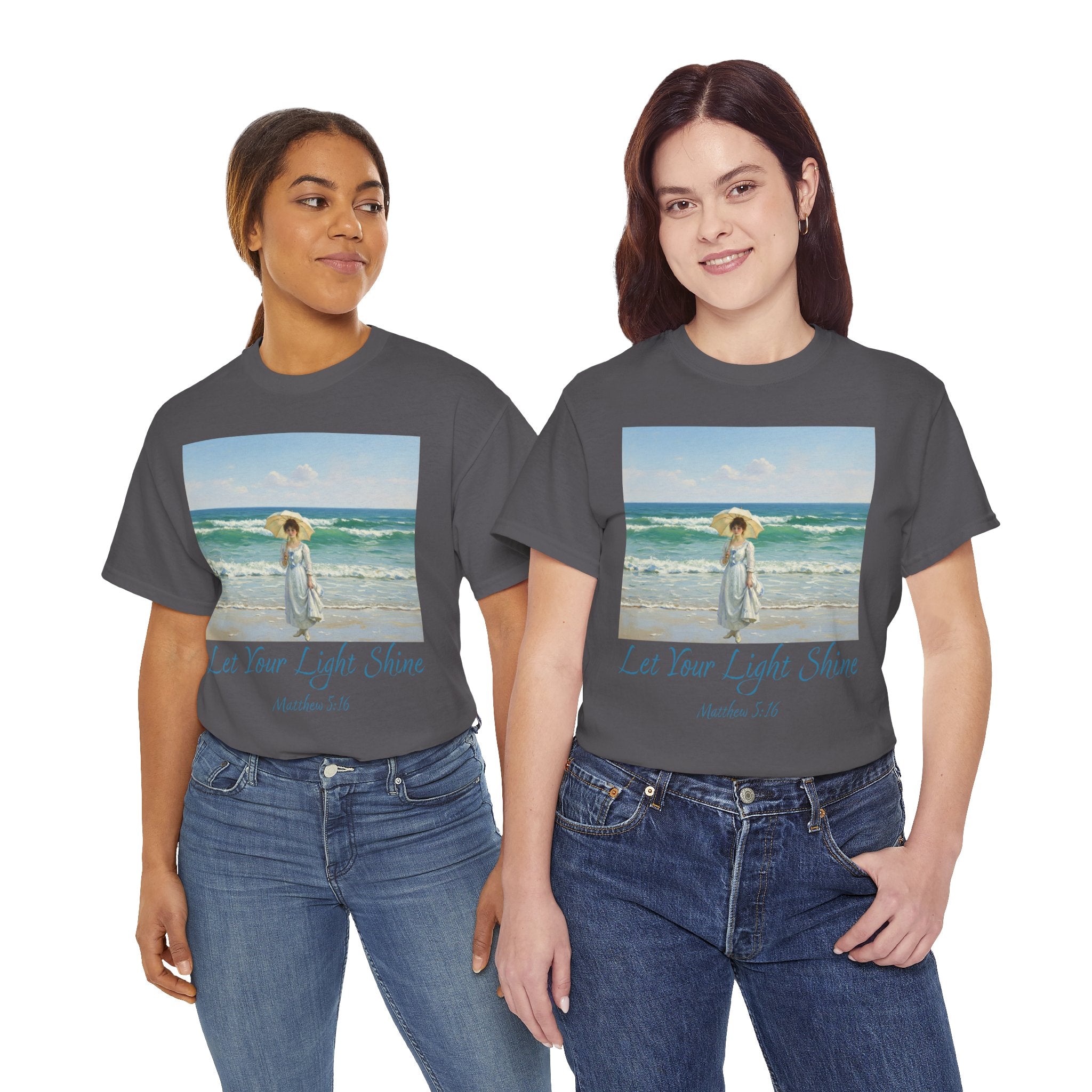 Let Your Light Shine- A Figure with a Parasol-Monet Style- Unisex Cotton Tee, Beach Vibes Shirt, Inspirational Summer Tee, Casual Gift for Her, Perfect for Days at the Shore