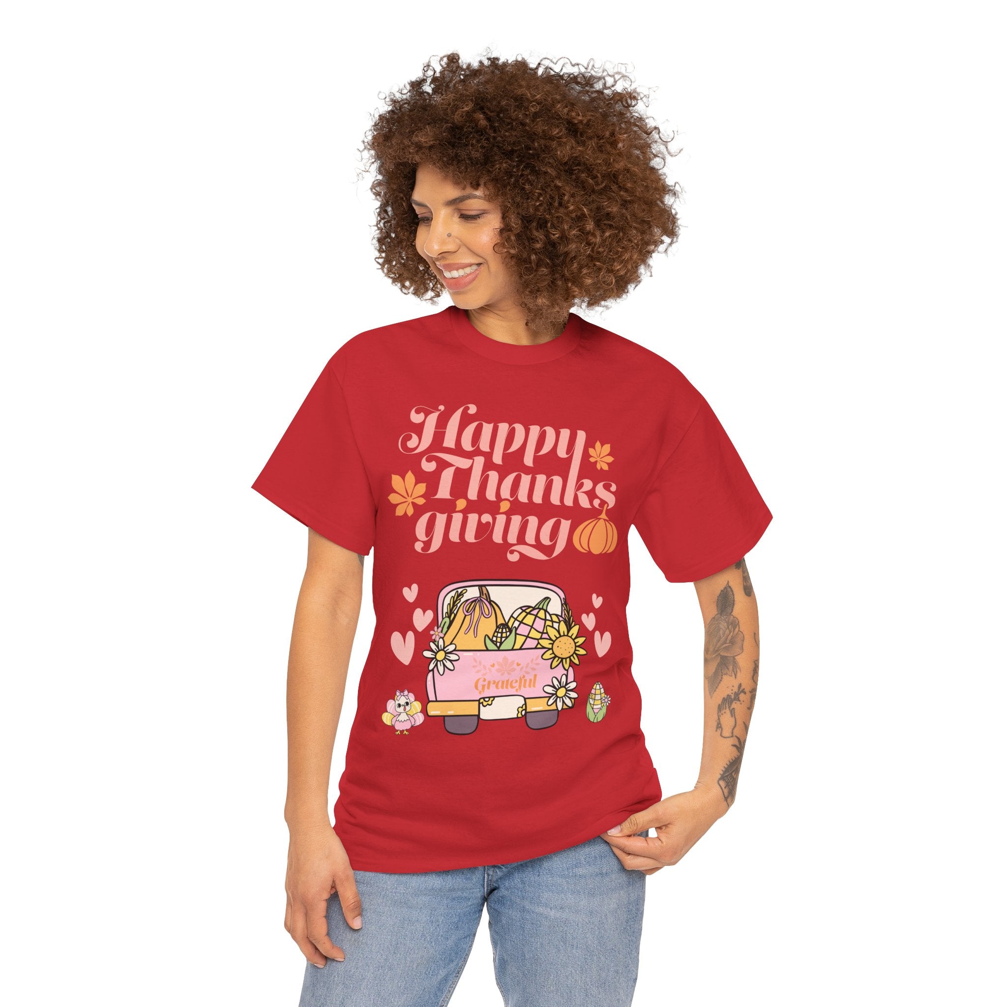 Happy Thanksgiving Unisex Tee | Cozy Autumn Shirt for Family Gatherings, Thanksgiving Celebration, Fall Fashion, Cute Gift Idea